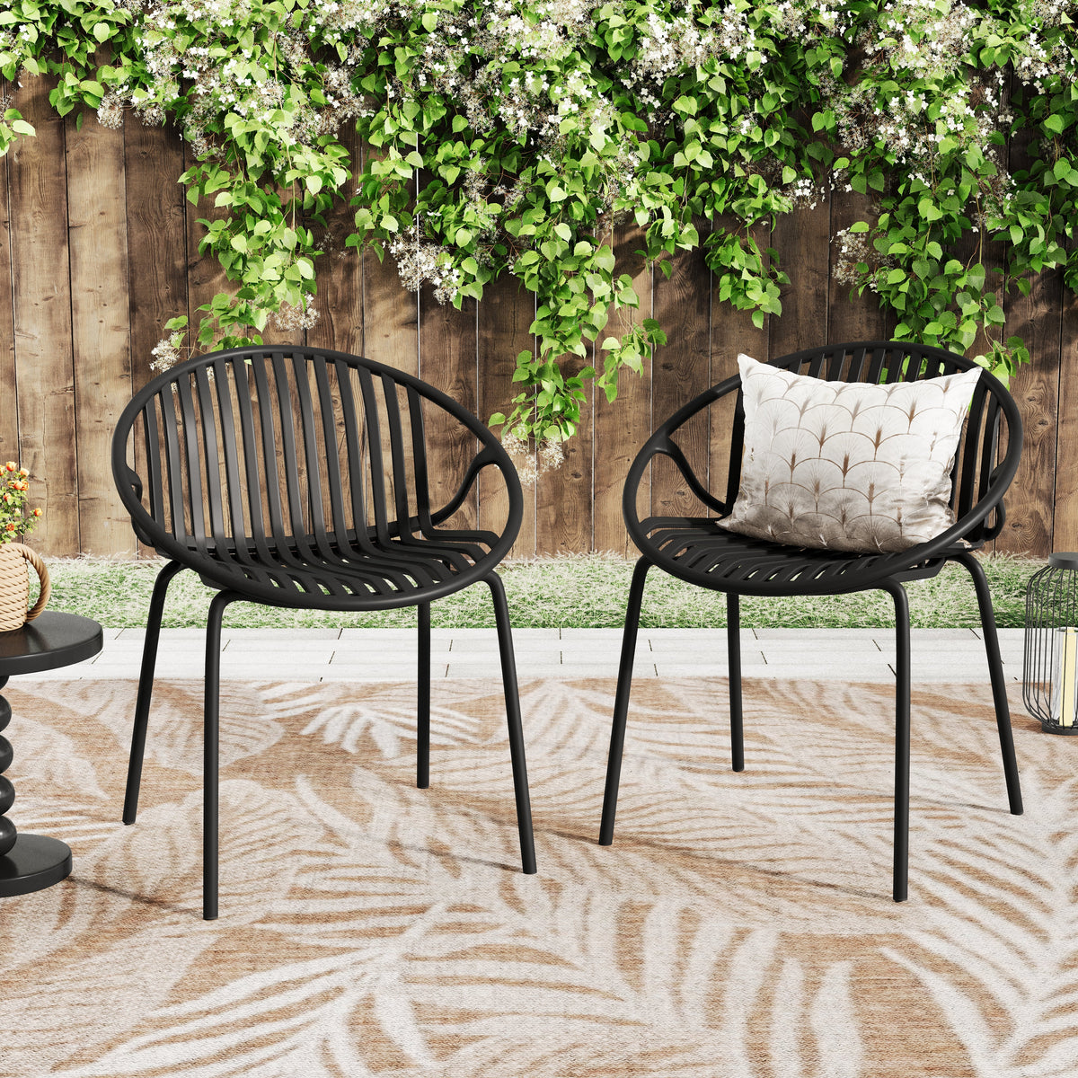 Patio Dining Chairs with Breathable Design (Set of 2)