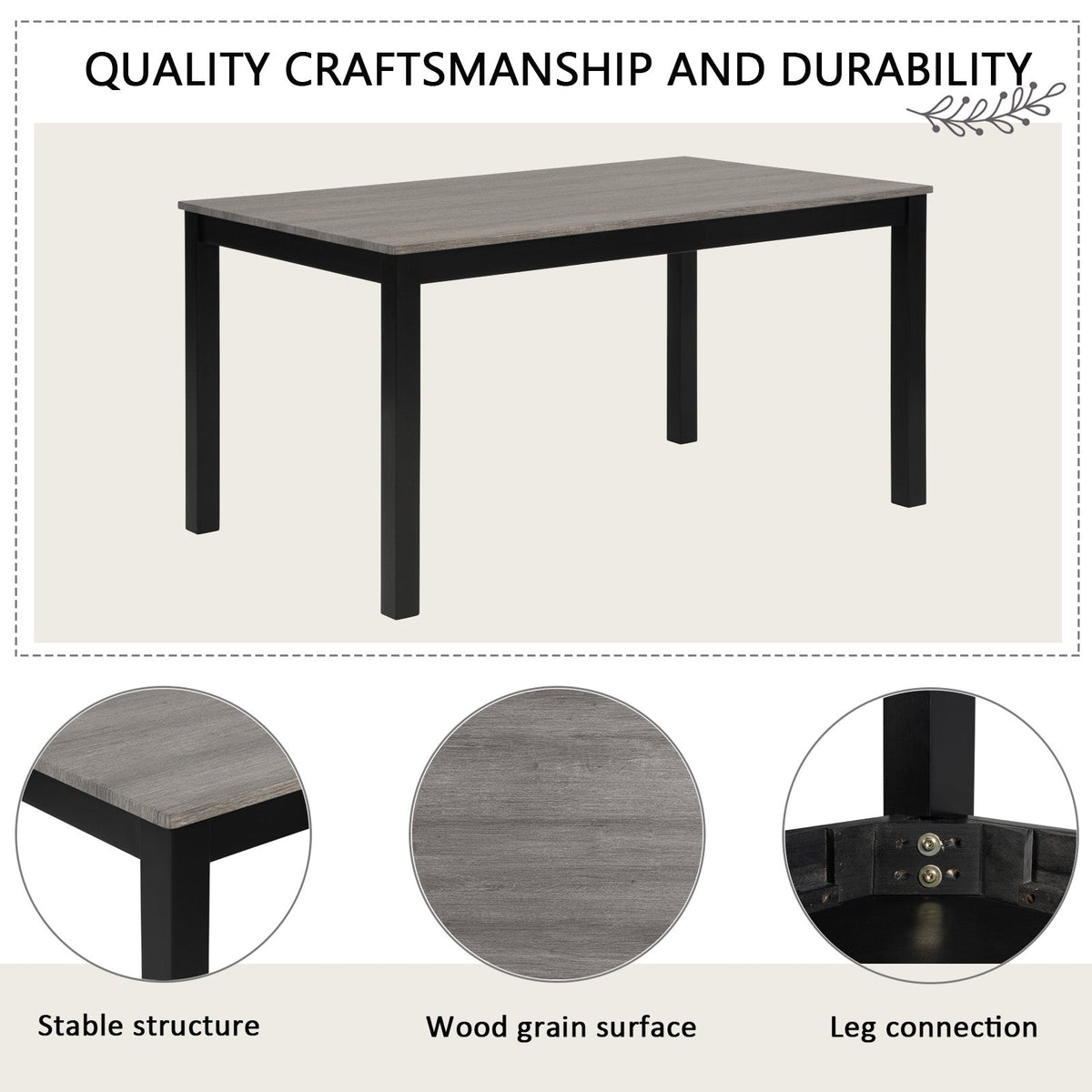 6-Piece Dining Table Set with Bench and Chairs