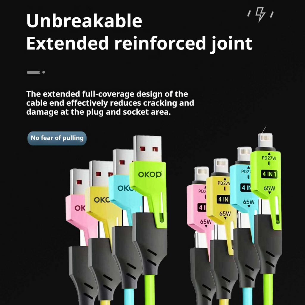 KP-314 3-in-1 4-in-1 65W Retractable Charging Cable Fast Charging For Appl Huawe Cross-Border Product