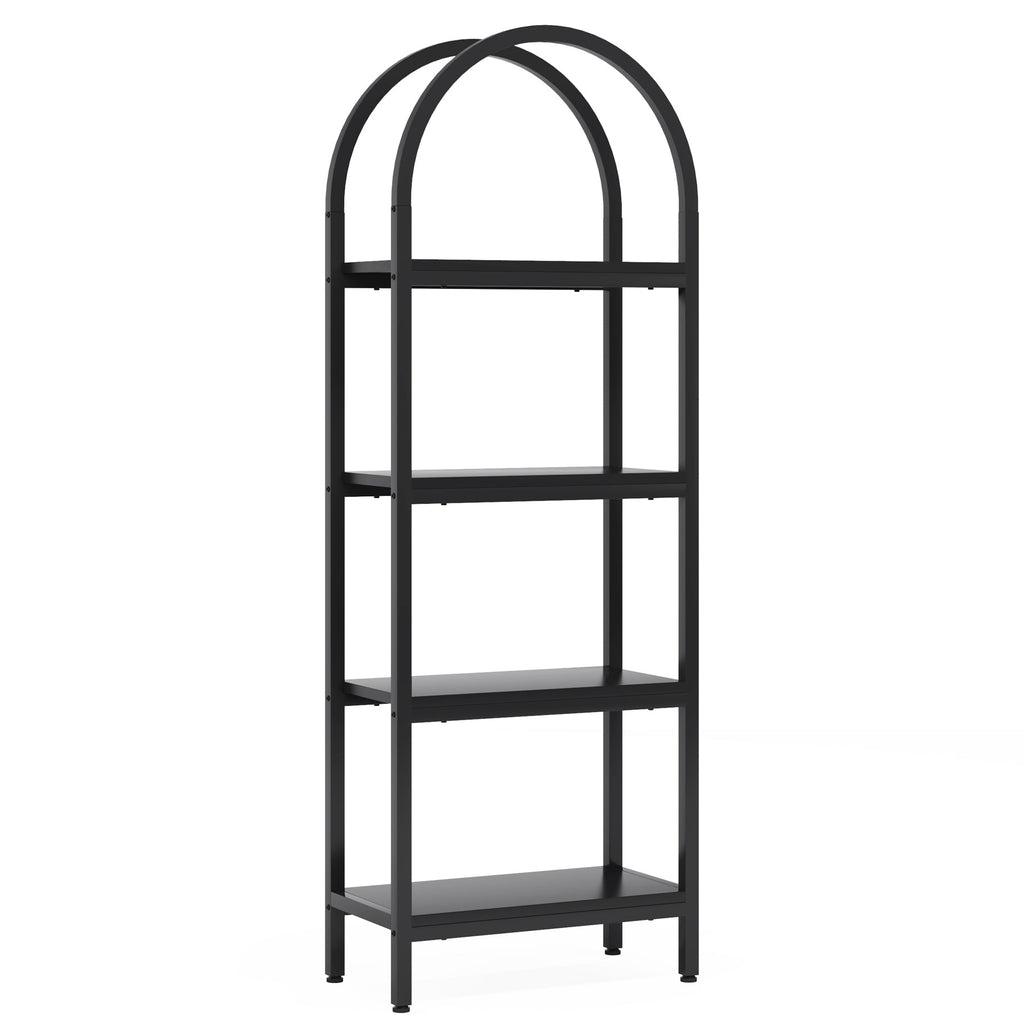 70.86" Tall 4-Tier Black Industrial Bookshelf