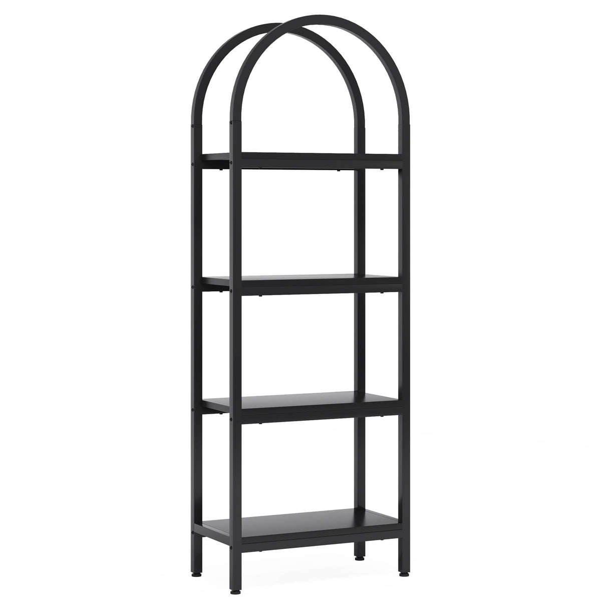 70.86" Tall 4-Tier Black Industrial Bookshelf