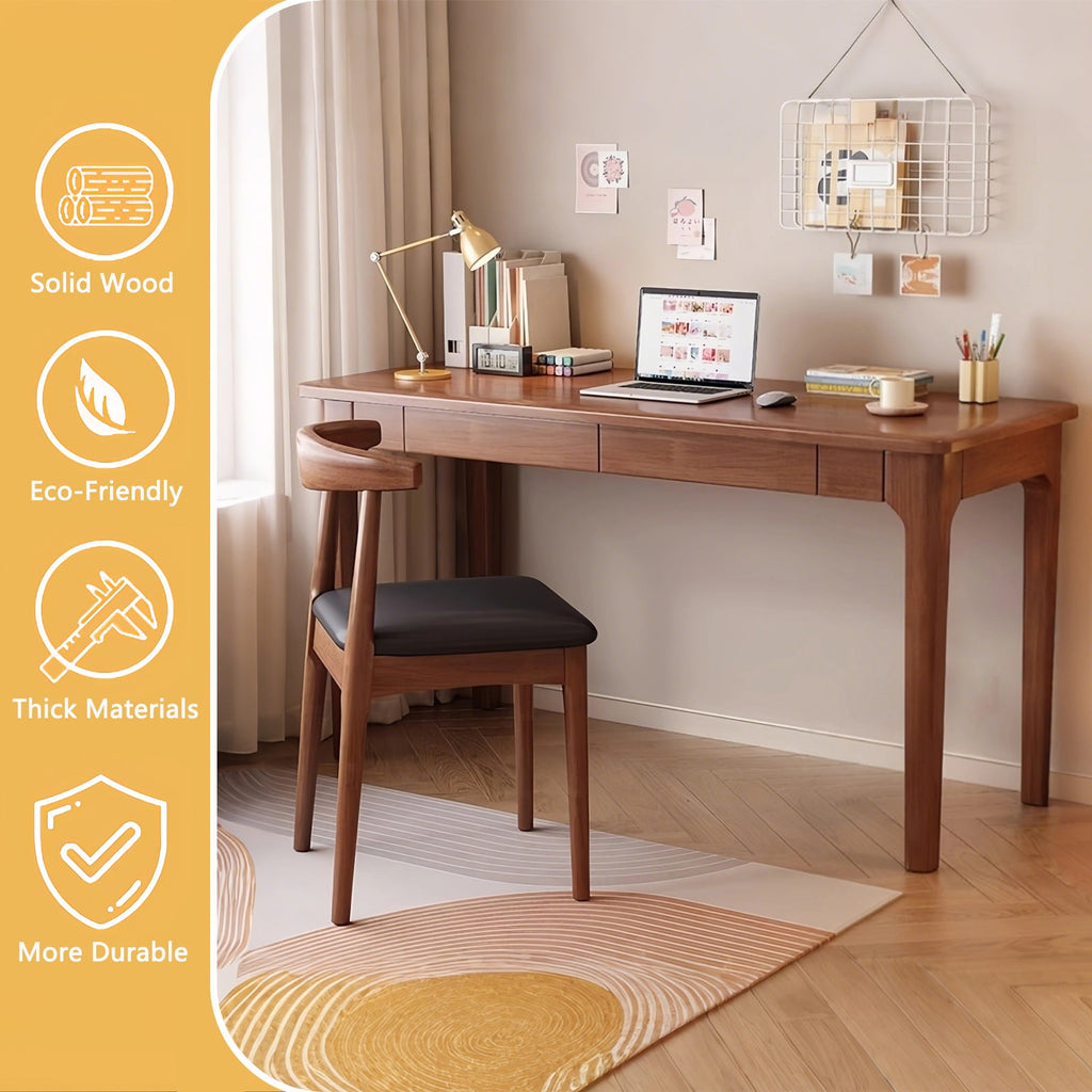 Solid Wood Desk with Drawers, Standing Desk