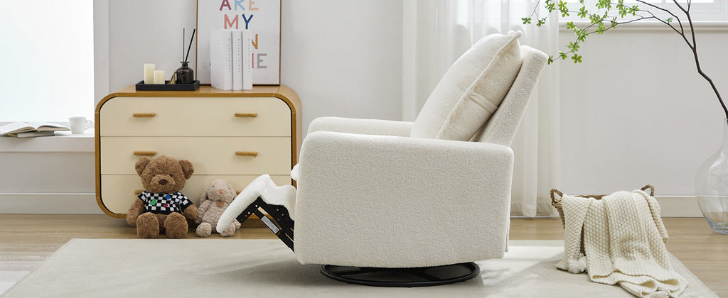 Swivel Rocker Recliner Chair, Teddy Fleece