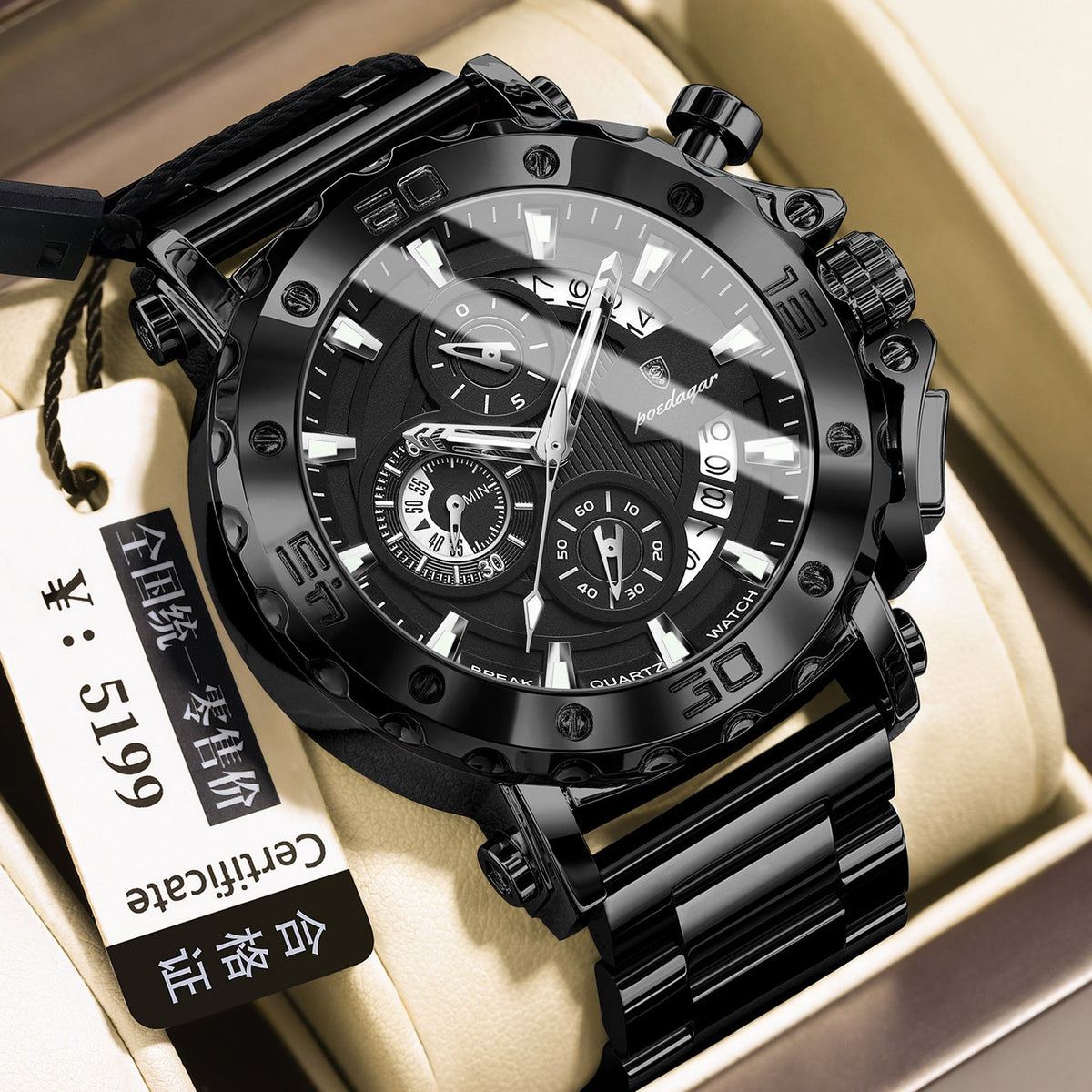 Quartz Watch Waterproof Multifunctional Luminous Fashionable Mens Timepiece