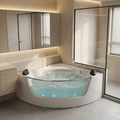 59" Corner Whirlpool Bathtub for 2-Person, Luxury Jetted Spa Tub
