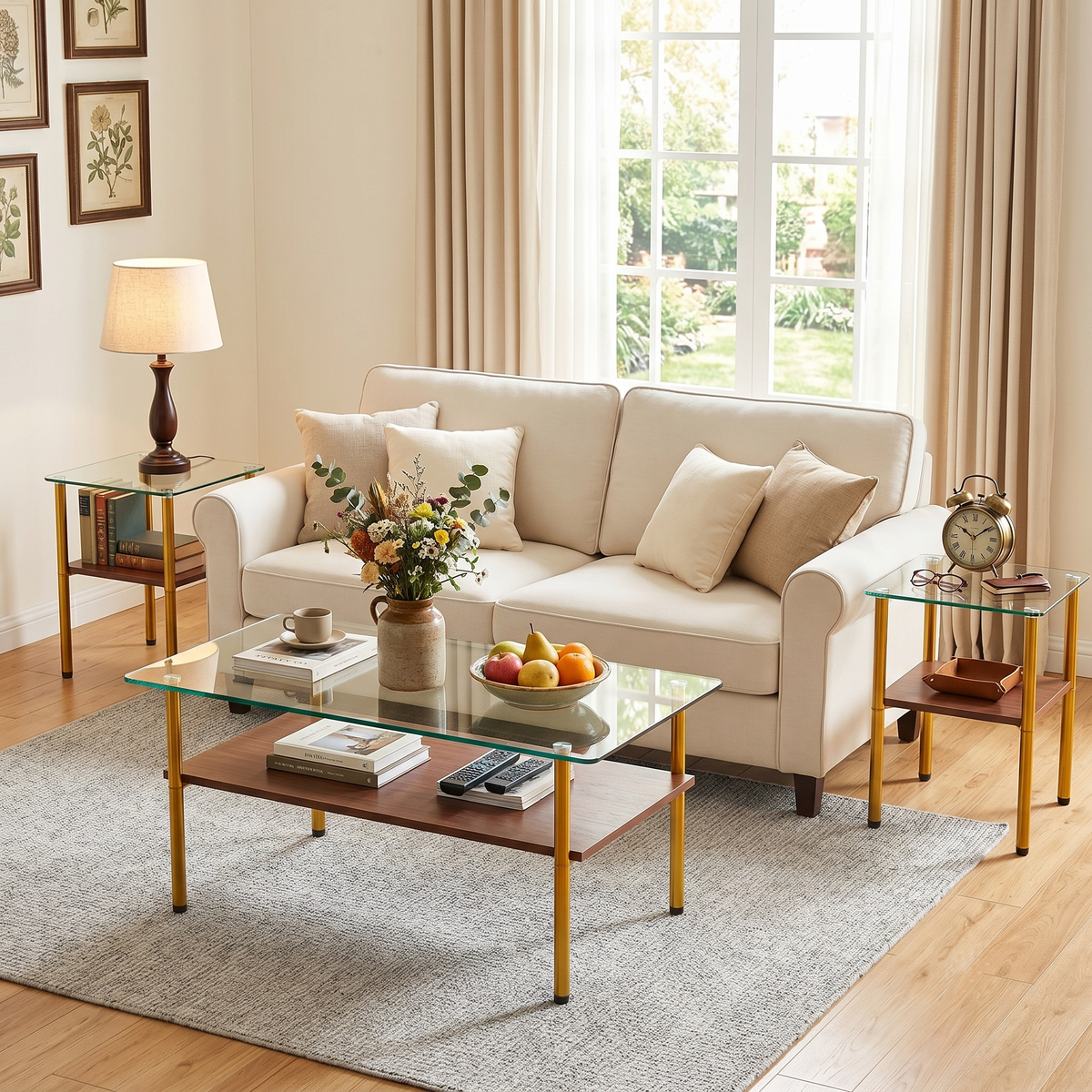 Modern Glass Coffee Table and End Tables Set of 3