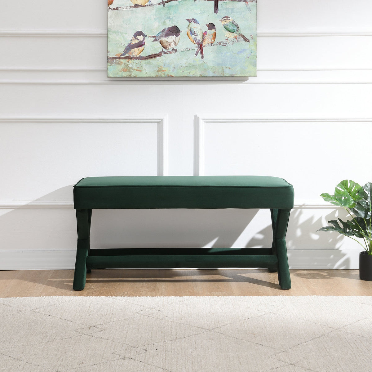 Comfort Double Bench Upholstered in Velvet Fabric
