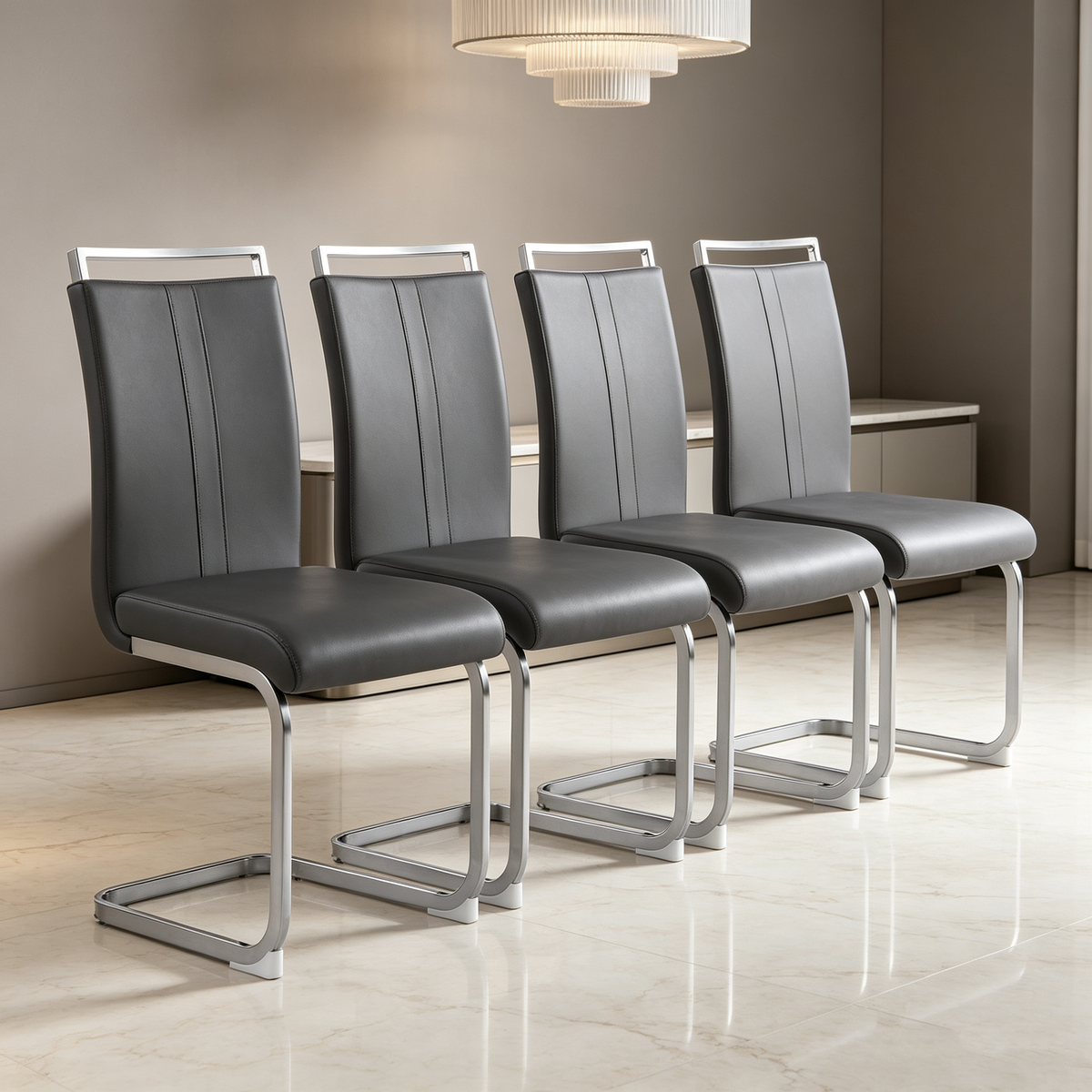 Modern PU Faux Leather Dining Chairs Set of 4