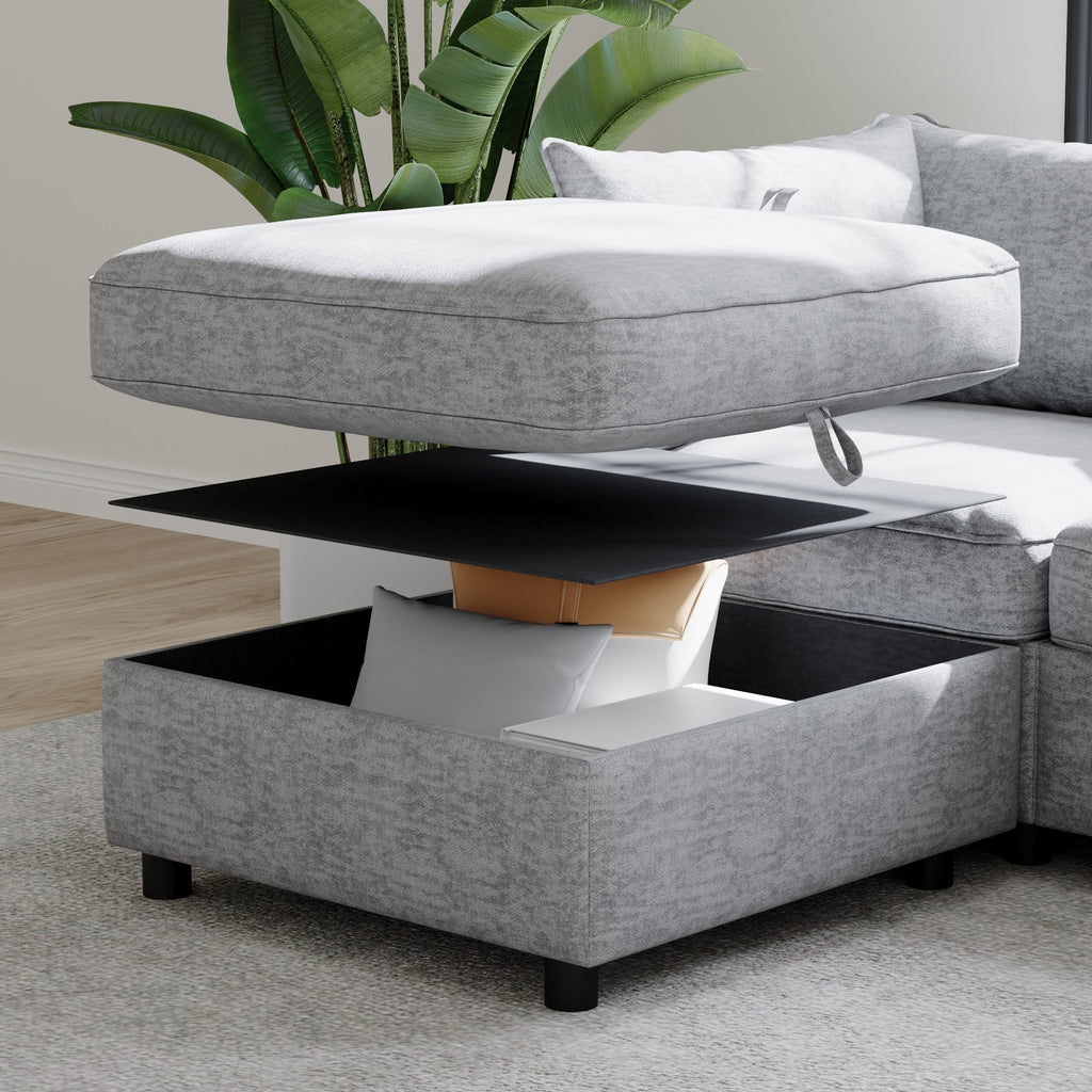 Modular Sectional Sofa, Convertible with Storage