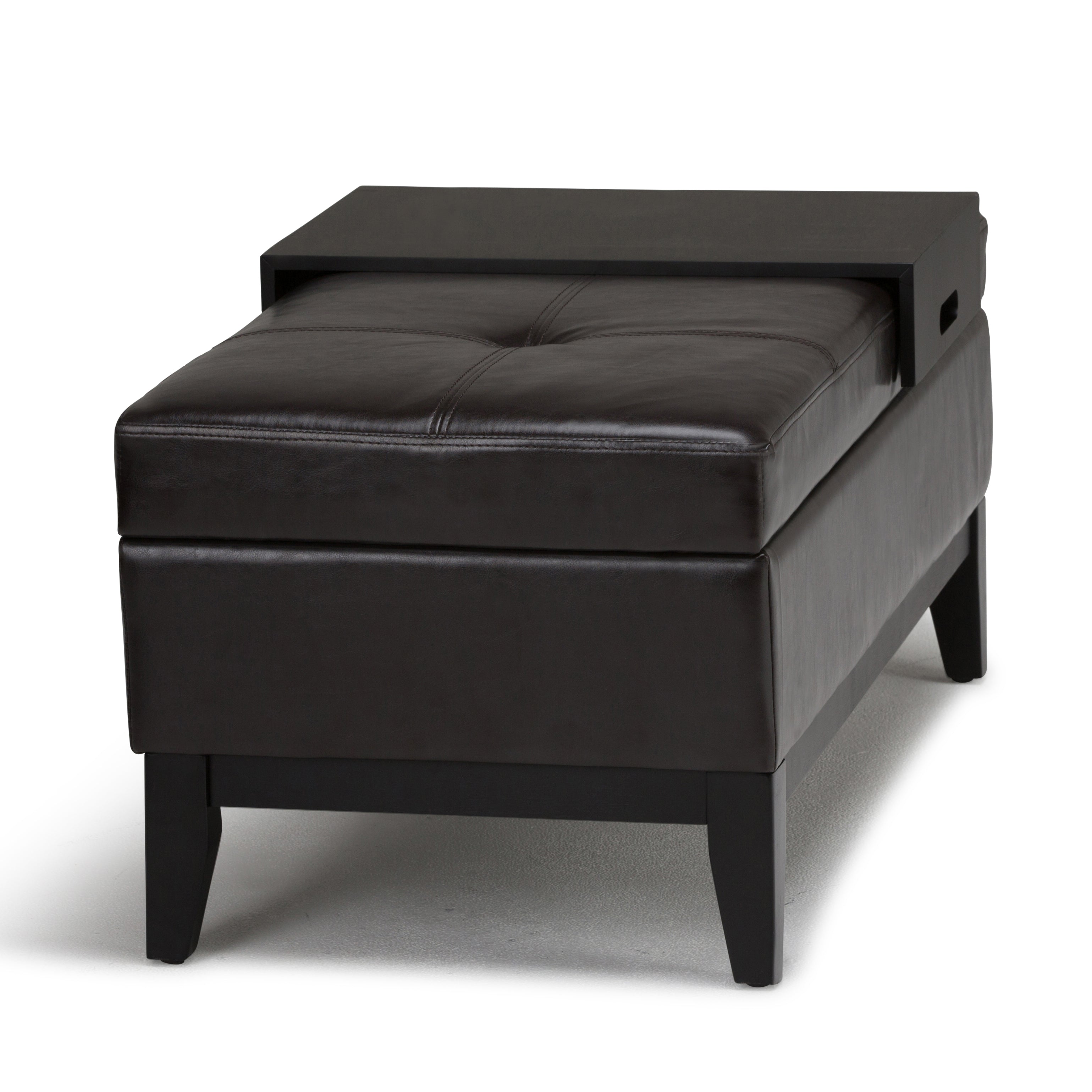 Oregon 42 Inch Wide Storage Ottoman Bench with Tray in Tanners