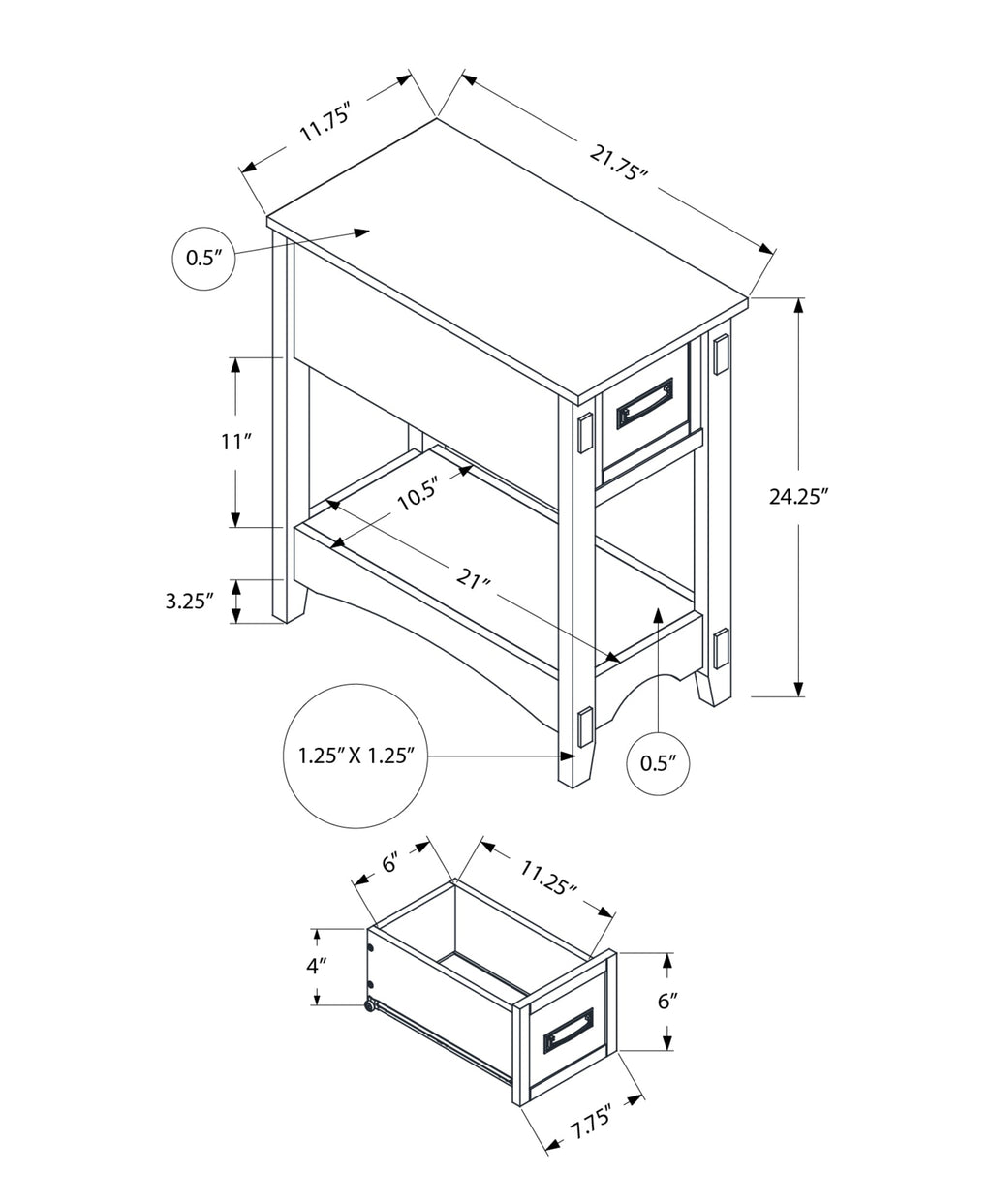 Accent Table with Storage Drawer