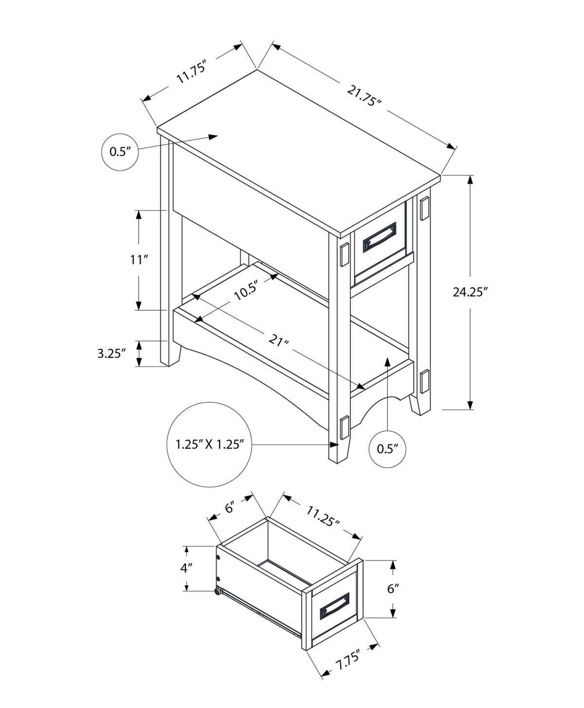 Accent Table with Storage Drawer