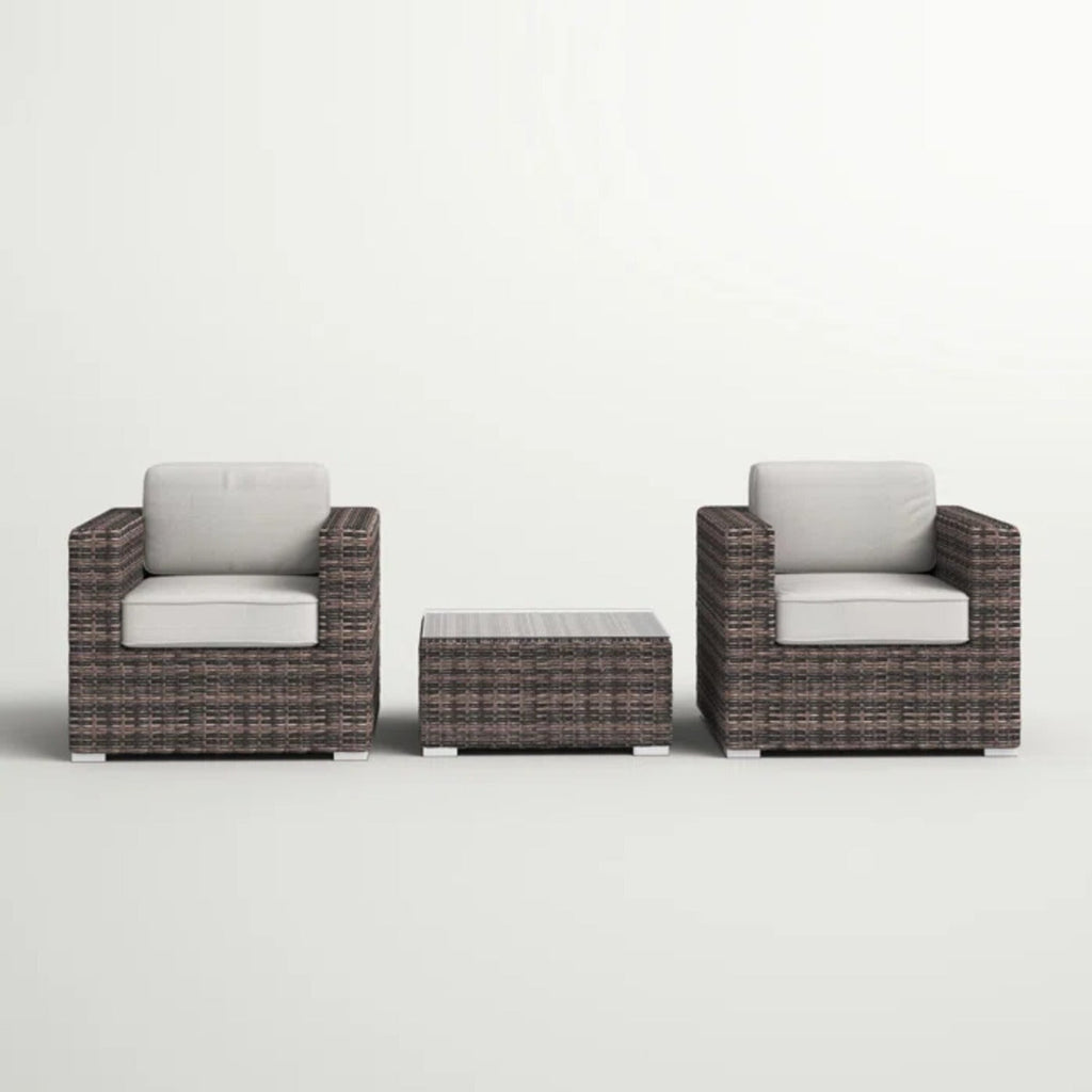 Fully Assembled 2-Person Rattan Wicker Seating Set with Cushions