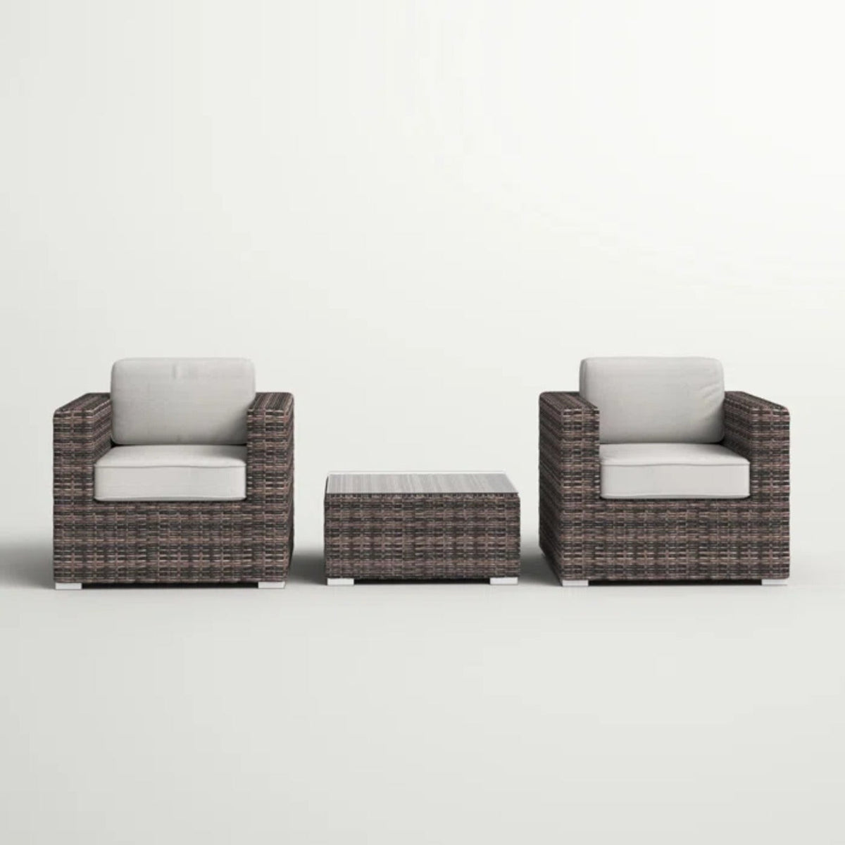 Fully Assembled 2-Person Rattan Wicker Seating Set with Cushions