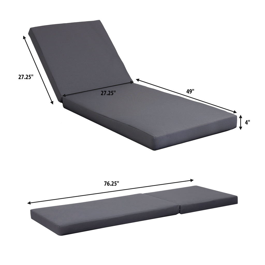 White Acacia Solid Wood Outdoor Chaise Lounge with Dark Cushion