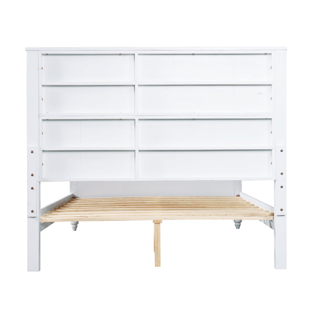 White Queen Size Bed Frame - Solid Wood & MDF