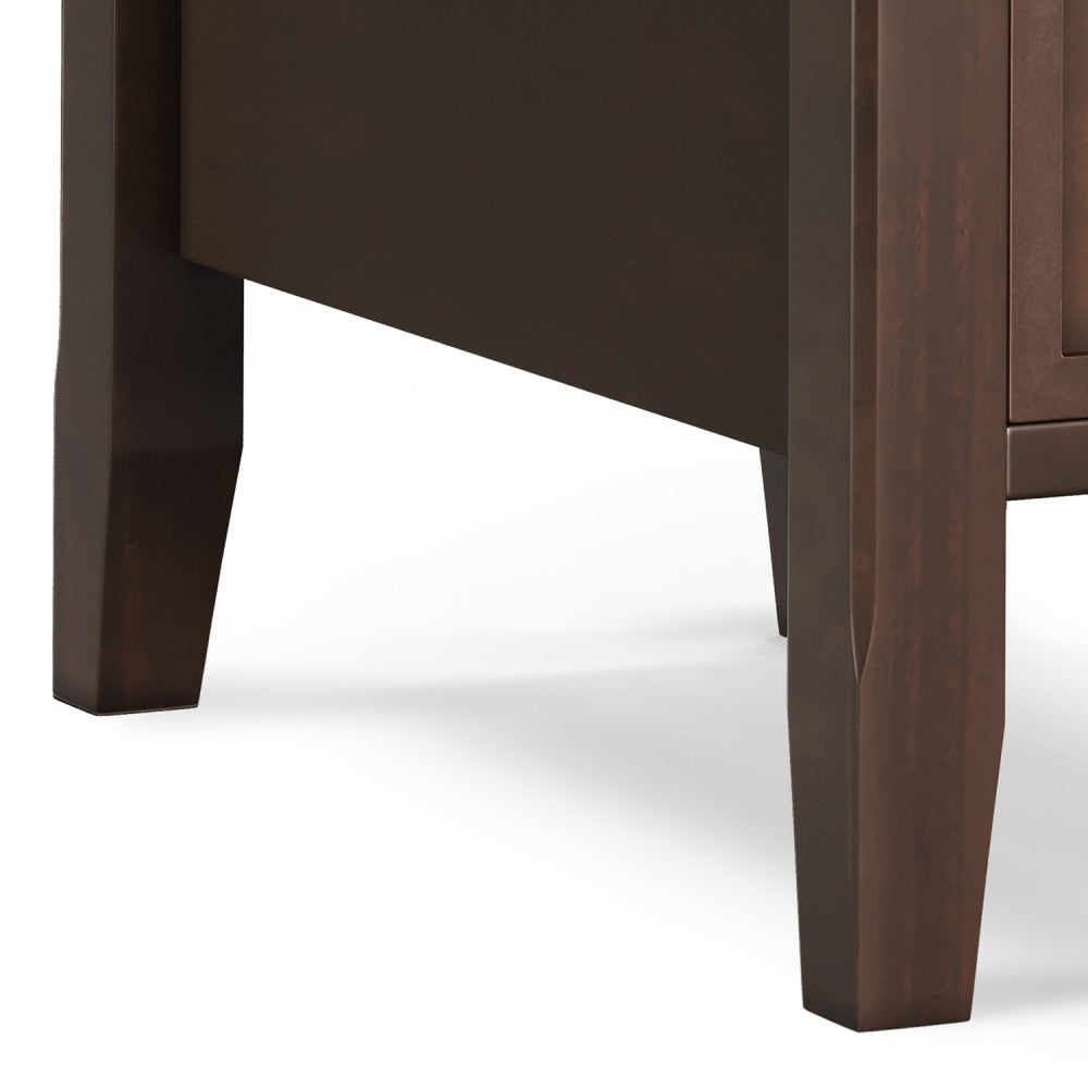 Acadian Solid Wood Narrow Side Table with Drawer in Brunette
