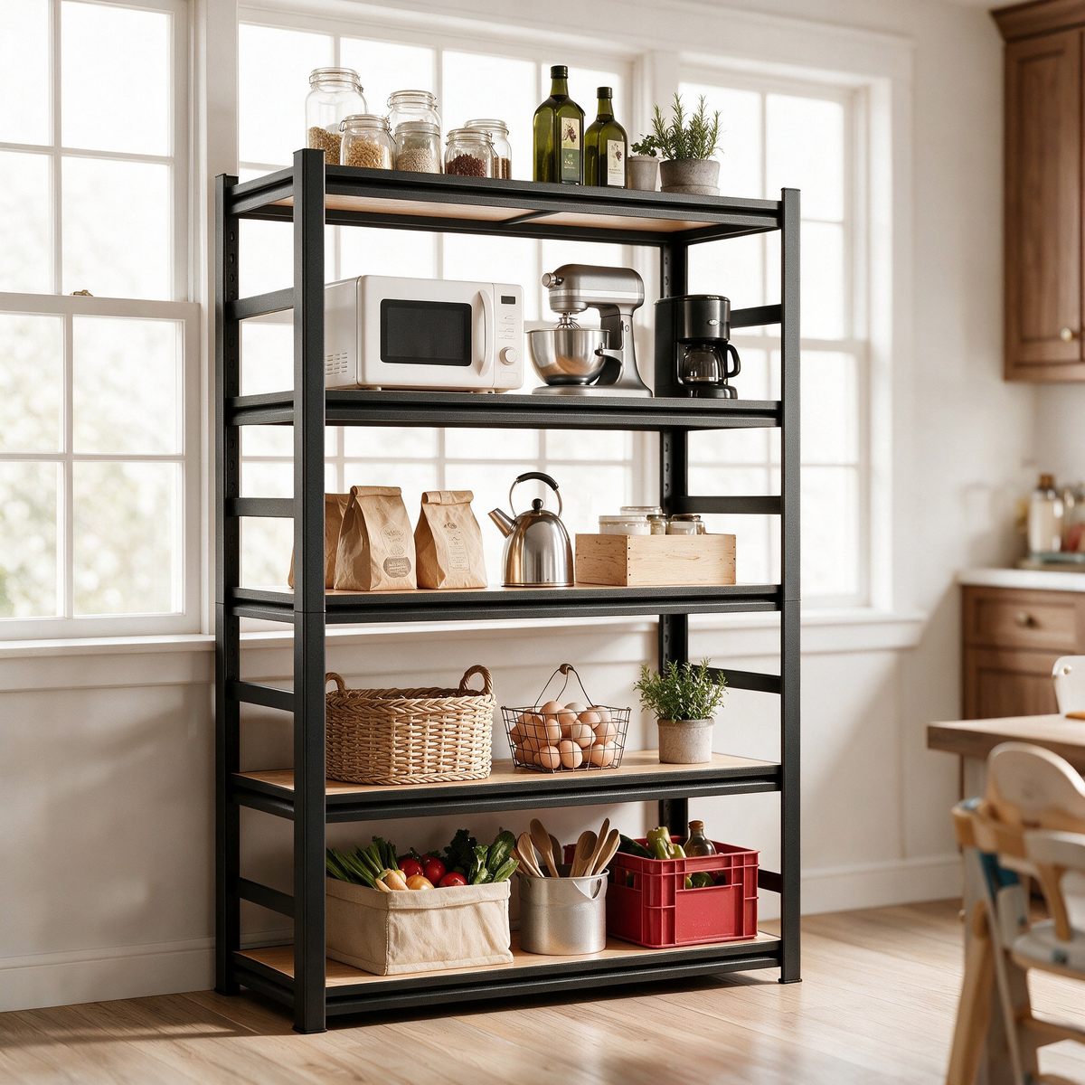 63-Inch Height Storage Shelving Unit with Five-Tier Adjustable Shelves