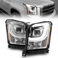 ANZO 2015-2017 GMC Yukon XL Projector Headlights W Lightbar - Chrome/Amber 111536