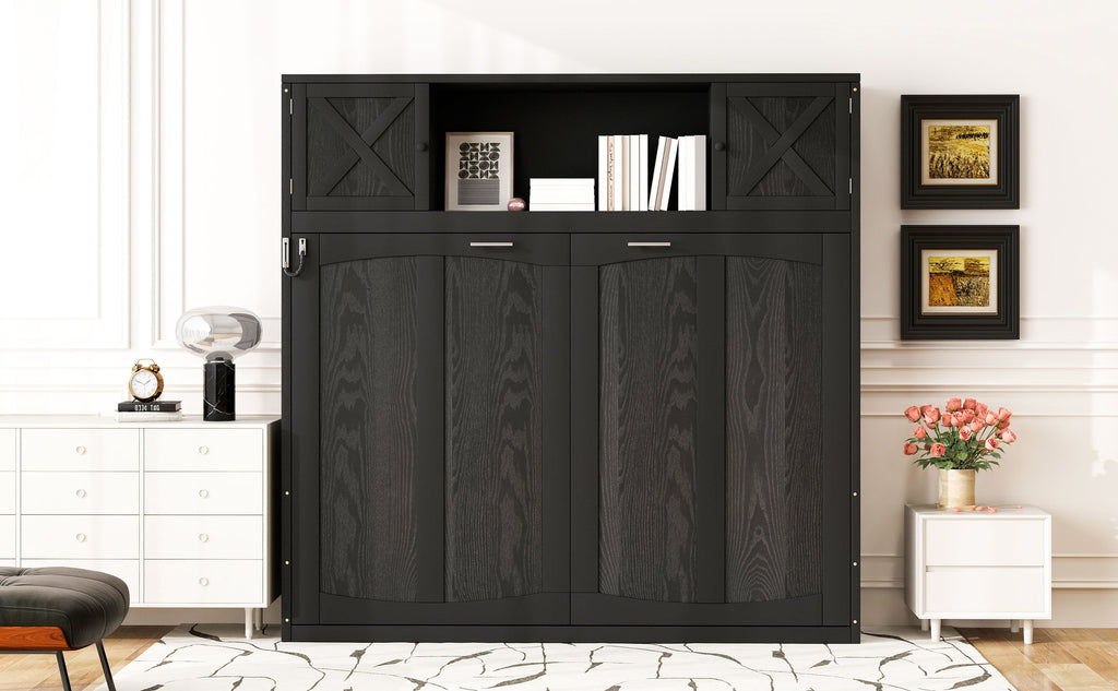 Full Size Murphy Bed with Storage Cabinets