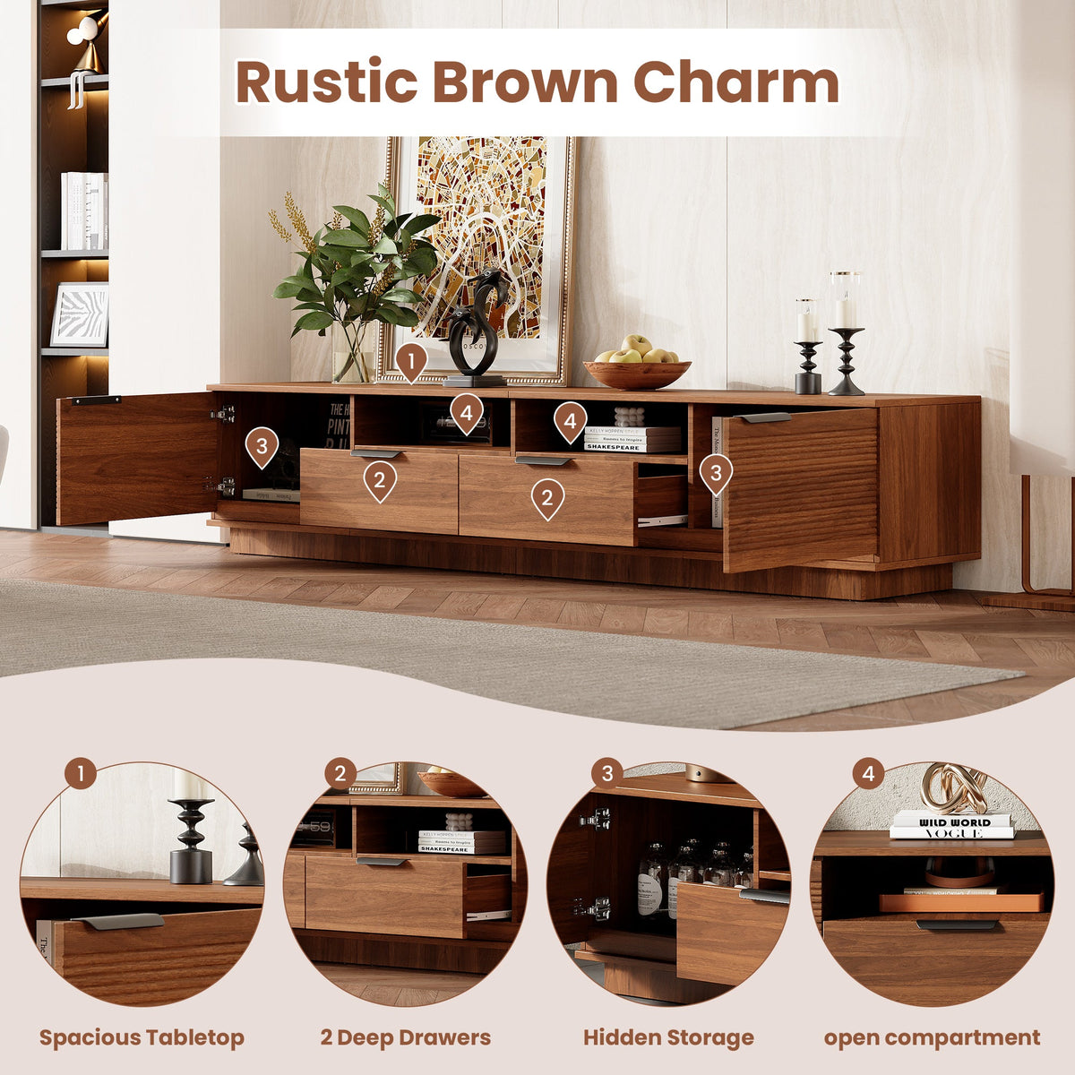 78 Inch Modern TV Stand for TVs up to 85"