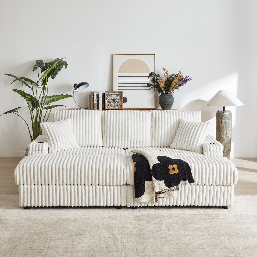 84-Inch Corduroy 3-Seater Sofa