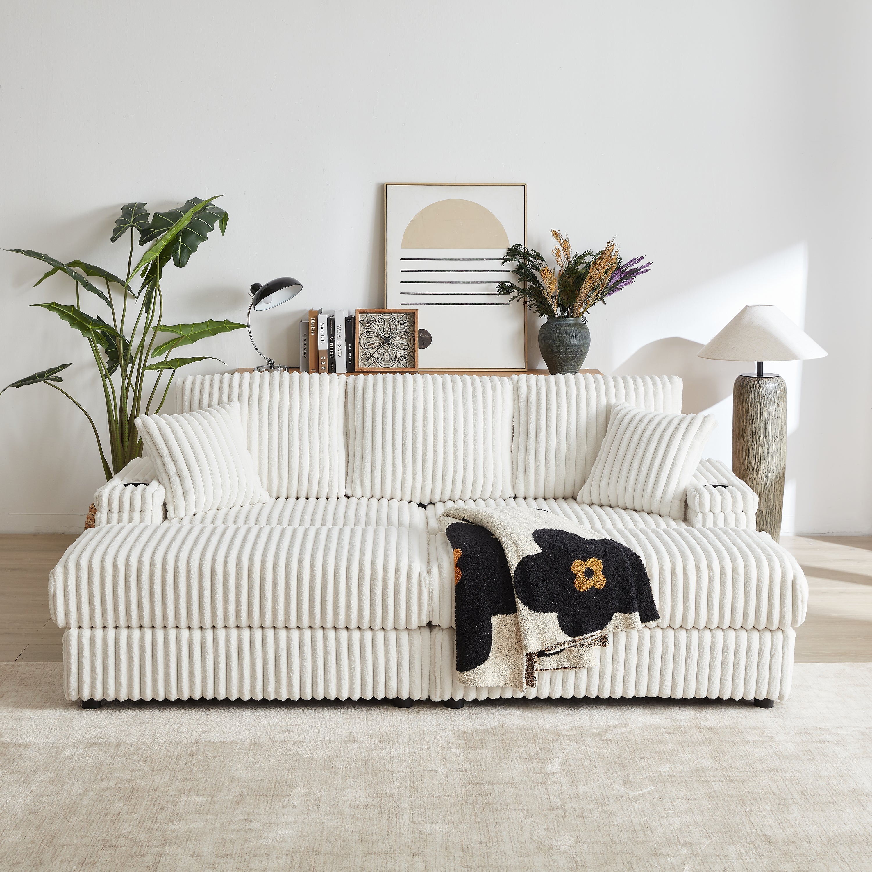 84-Inch Corduroy 3-Seater Sofa