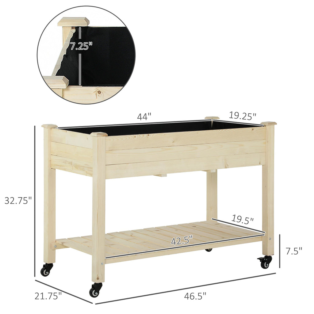 Outsunny Raised Garden Bed with Lockable Wheels