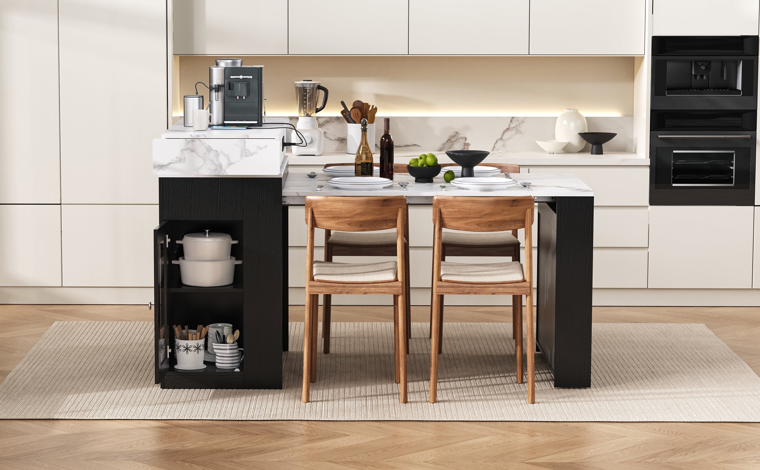 TREXM Extendable Dining Table with Folding Tabletop