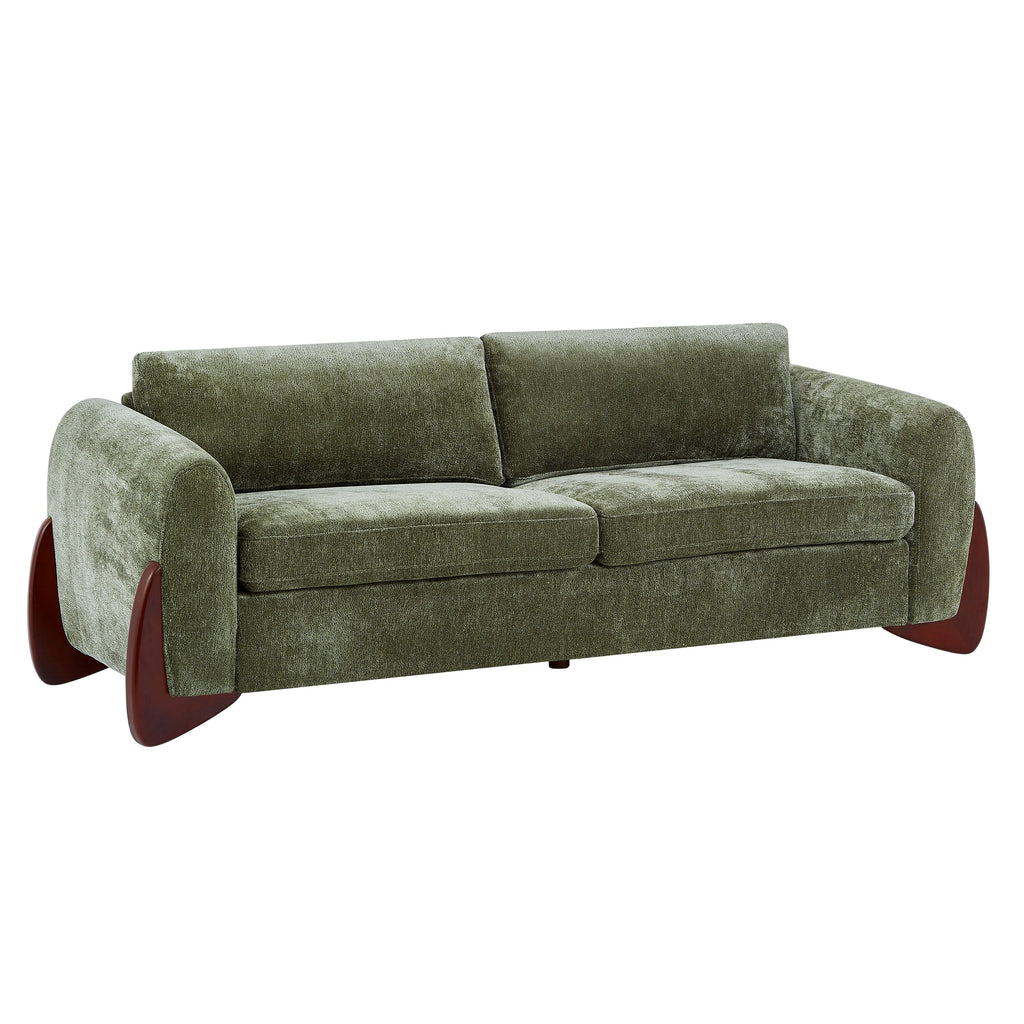 89"L Olive Chenille Sofa