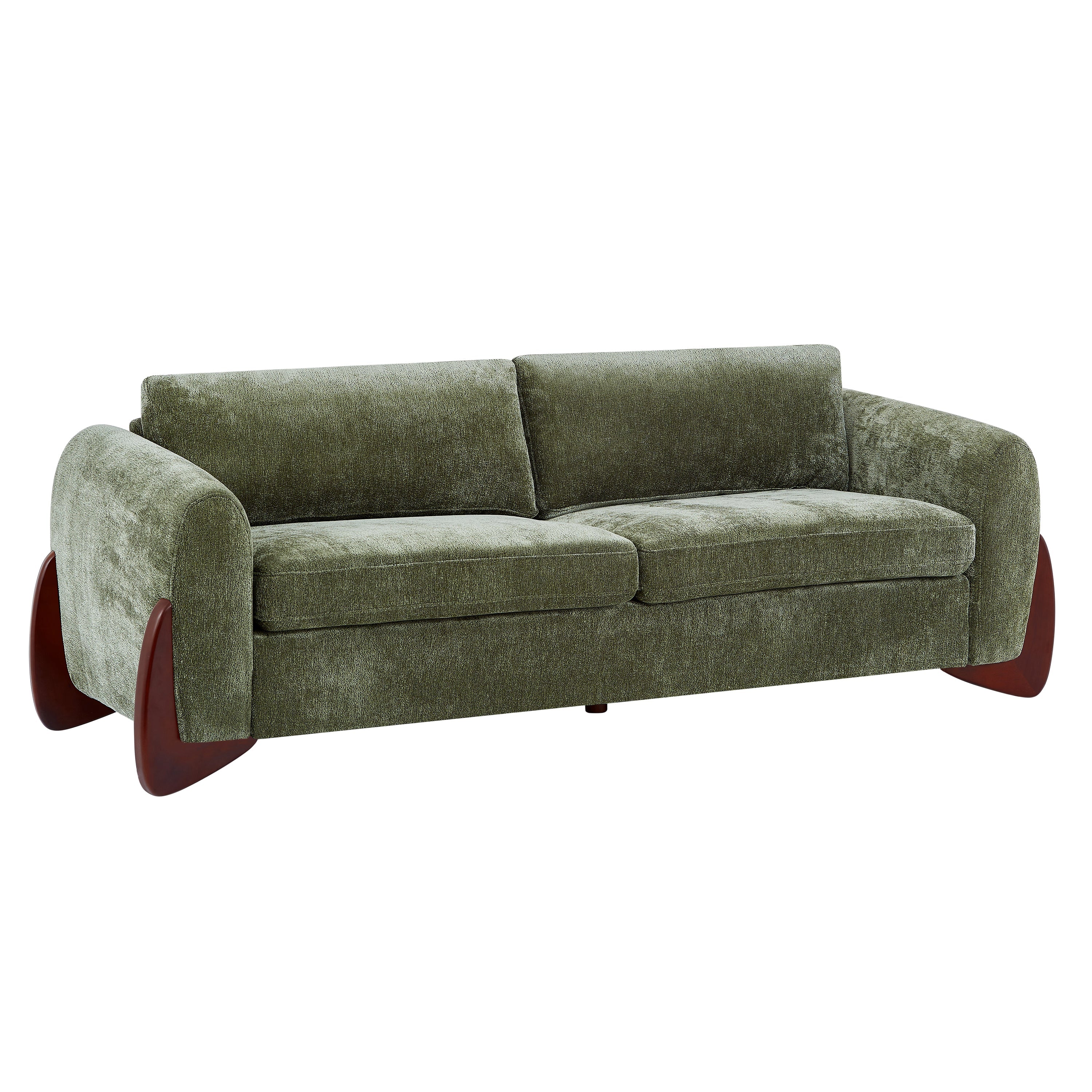 89"L Olive Chenille Sofa