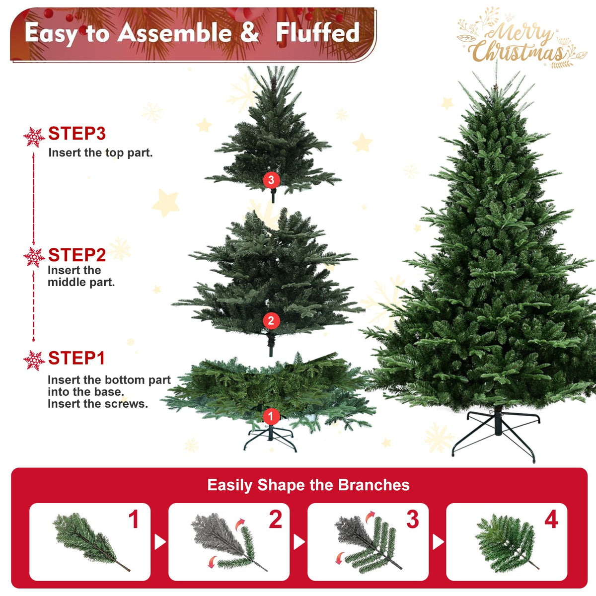 6FT Full-Shaped Christmas Tree with 1673 Tips