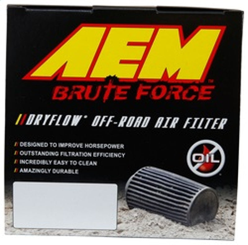 AEM Induction AEM Brute Force Dryflow Air Filter - Conical 6in Base OD / 5.125in Top OD / 5.25in Height 21-205BF