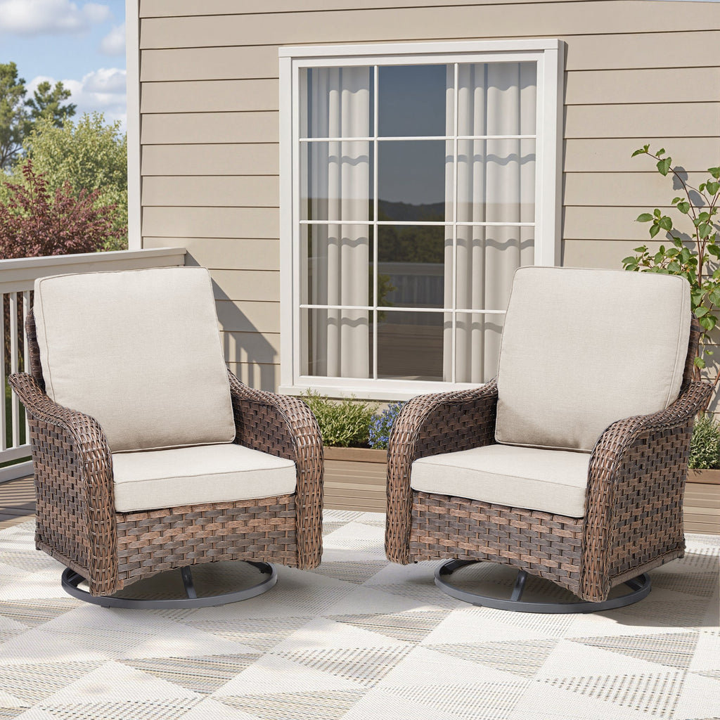 Patio Wicker Rocking Swivel Glider Chairs Set of 2