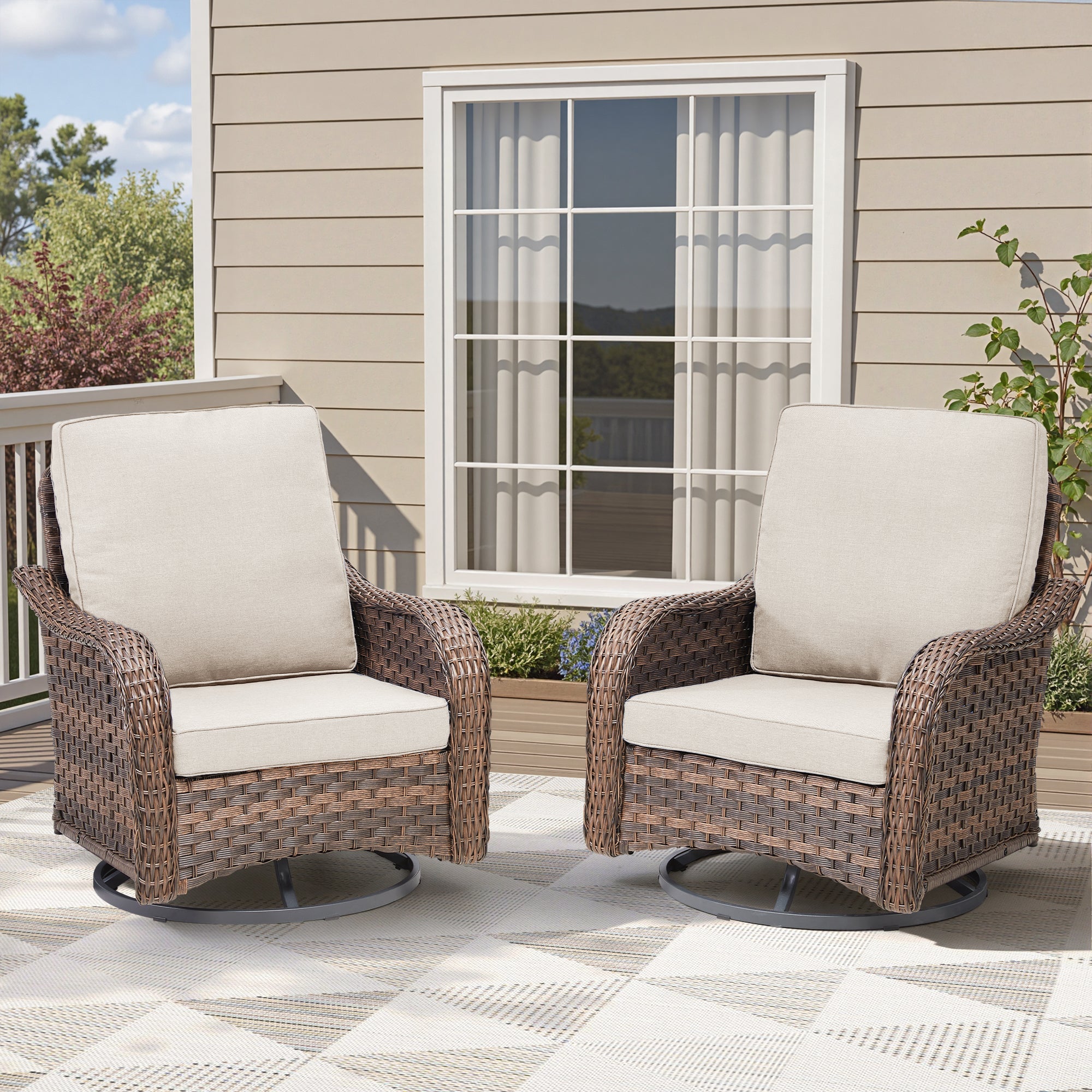 Patio Wicker Rocking Swivel Glider Chairs Set of 2