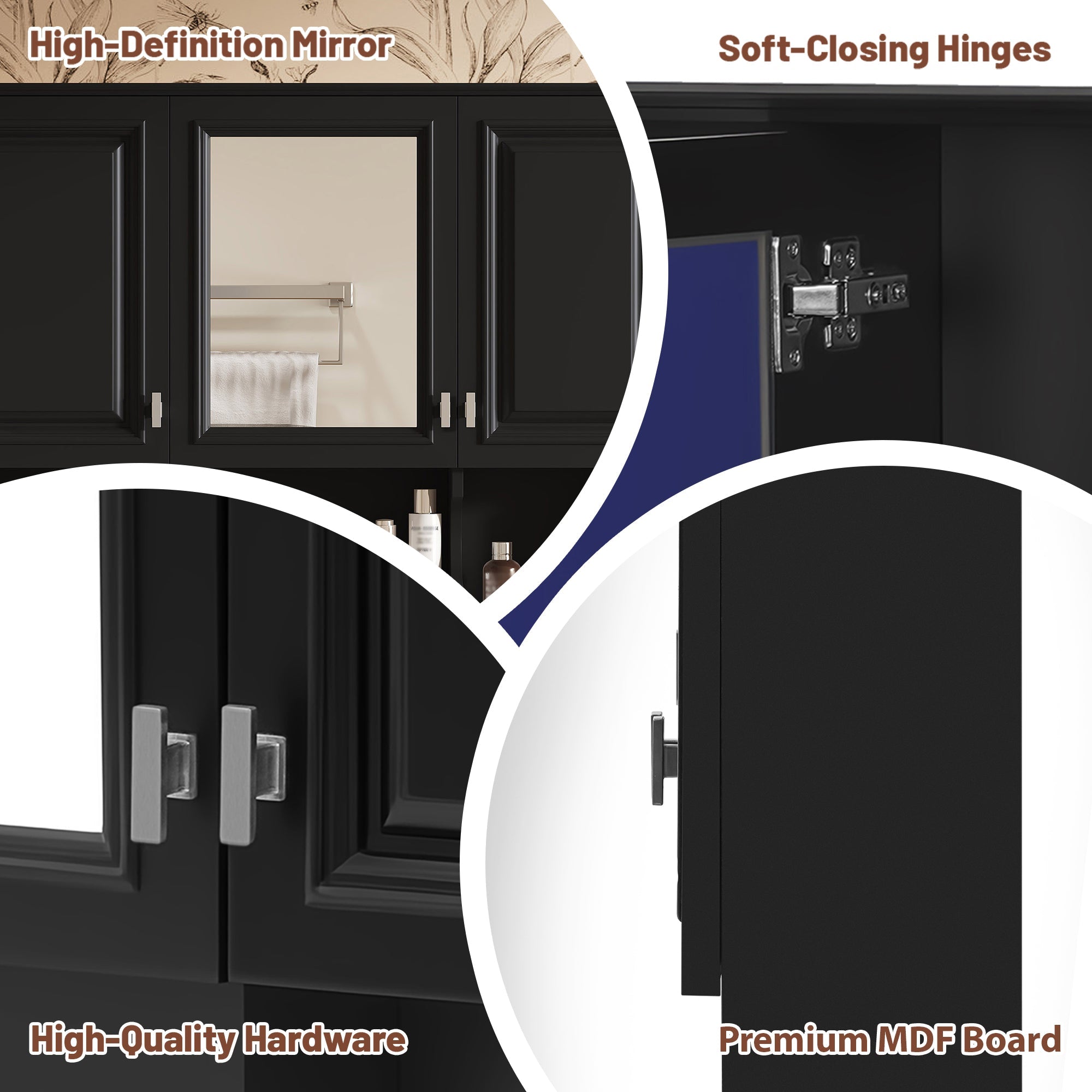 41 Inch Mirror Medicine Cabinet with Open Shelves