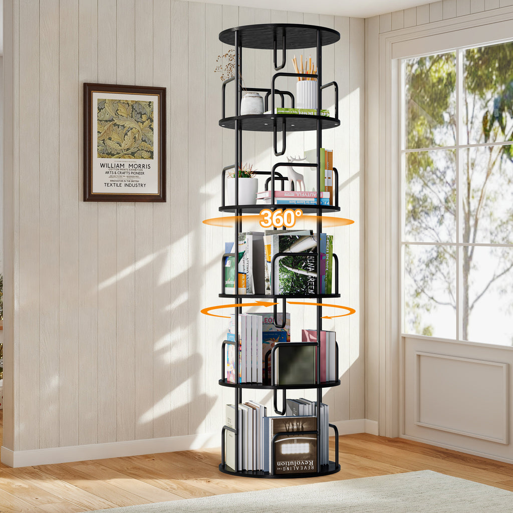 Rotating Bookshelf Tower - 5 Tier