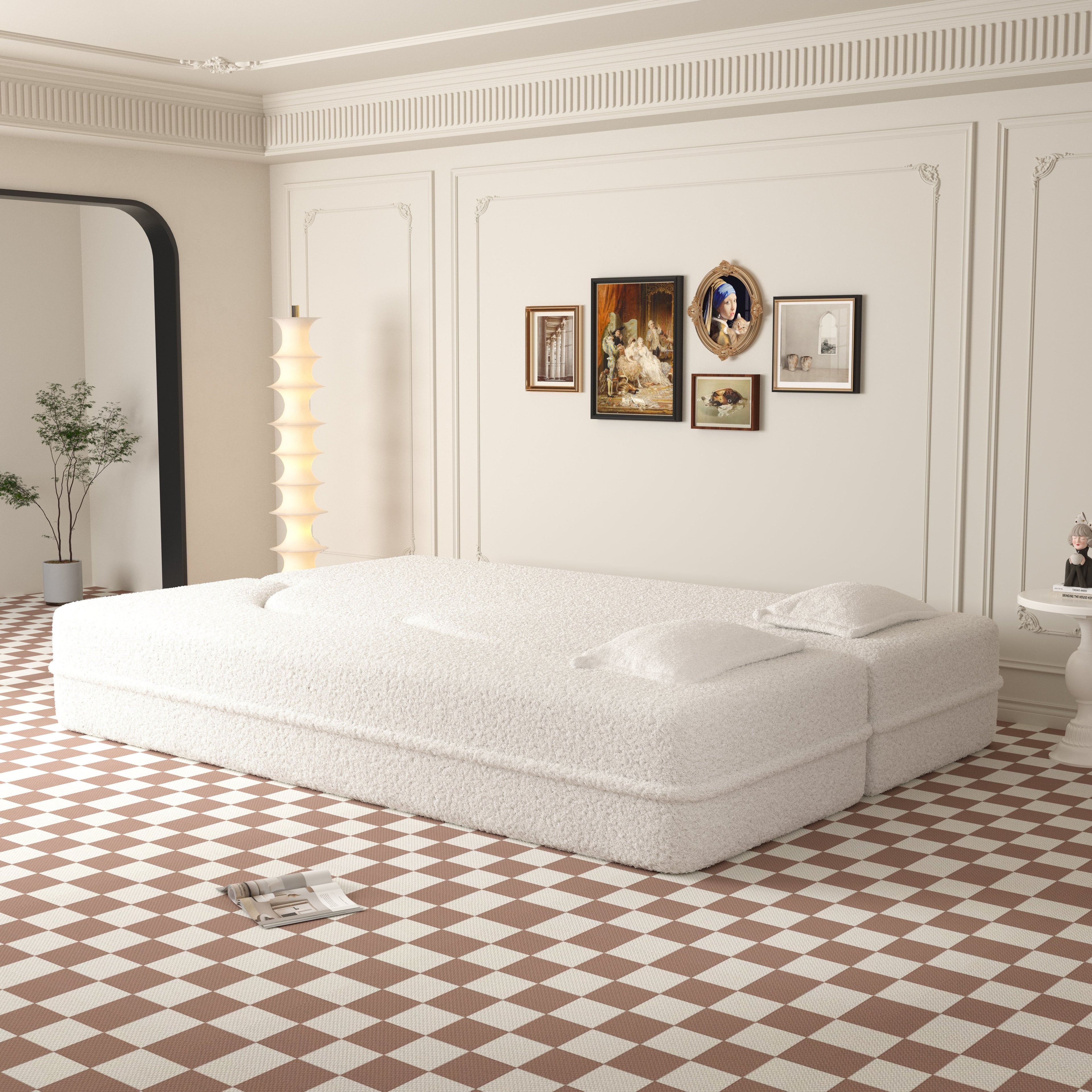 Modern Floor Sofa with 2 Pillows