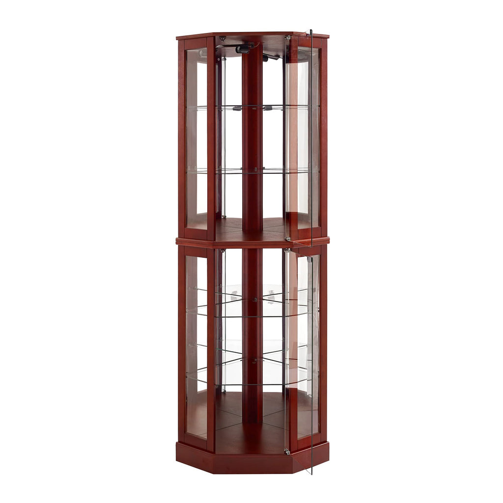6 Shelf Corner Curio Display Cabinet with Lights and Mirrors