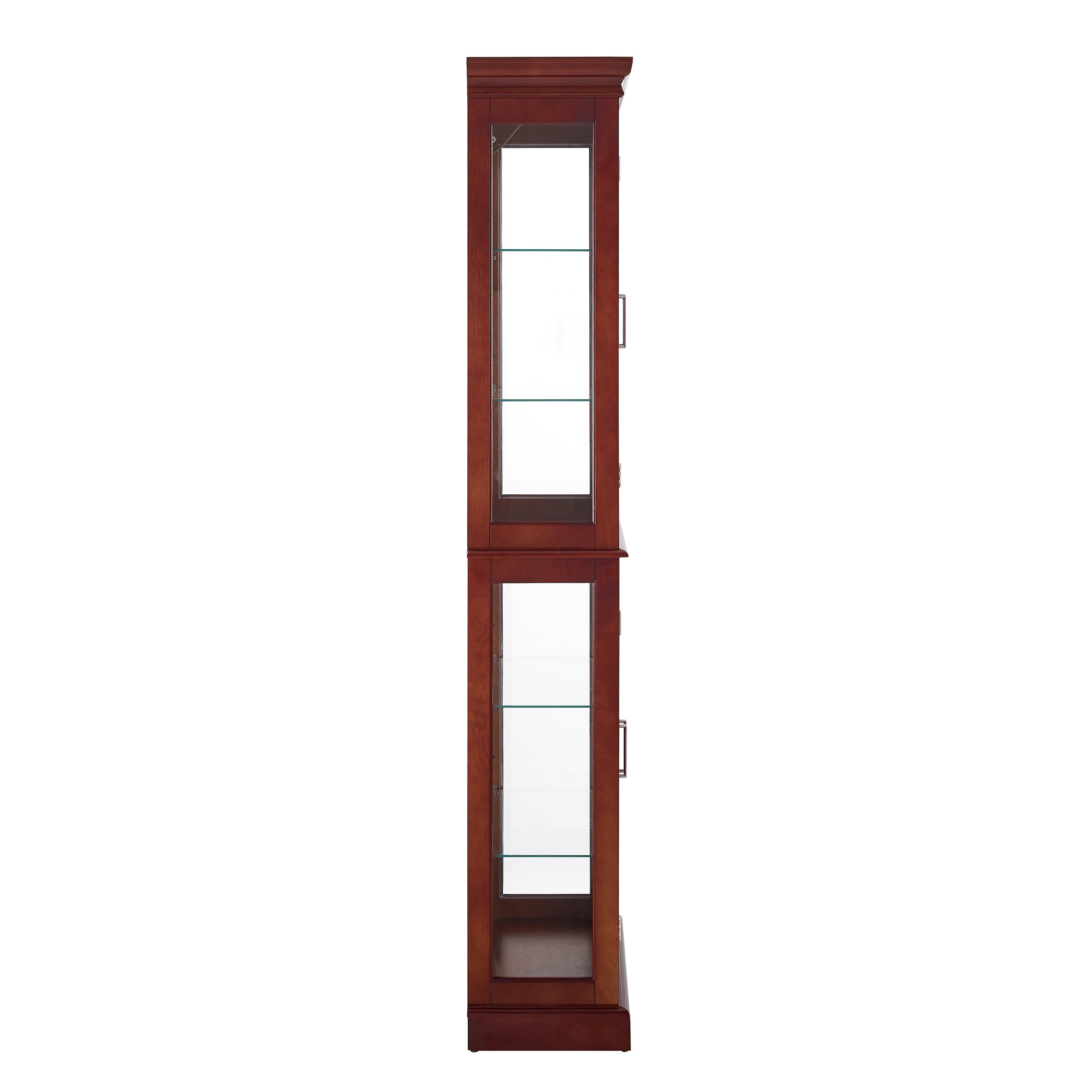 Lighted Curio Cabinet with Adjustable Shelves and Mirrored Back