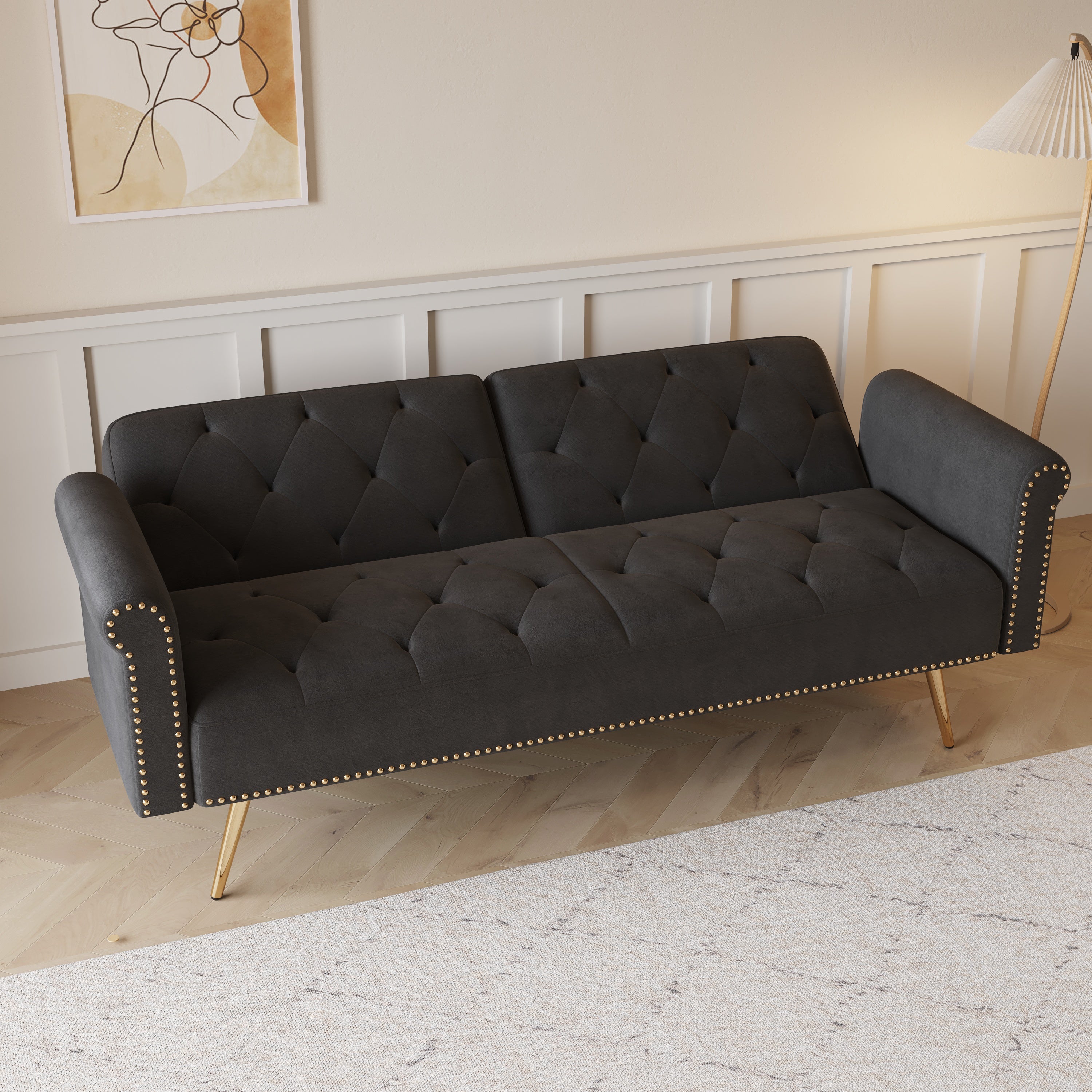 Velvet Sofa Bed - 69.7 Inches