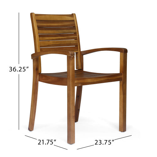 Outdoor Dining Chair Set of 2 - Acacia Wood & Wicker Rattan