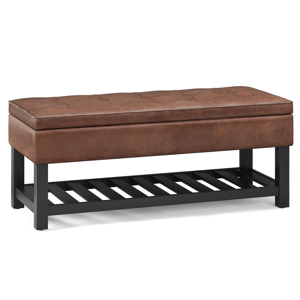 Cosmopolitan Storage Ottoman Bench with Open Bottom - Distressed Saddle