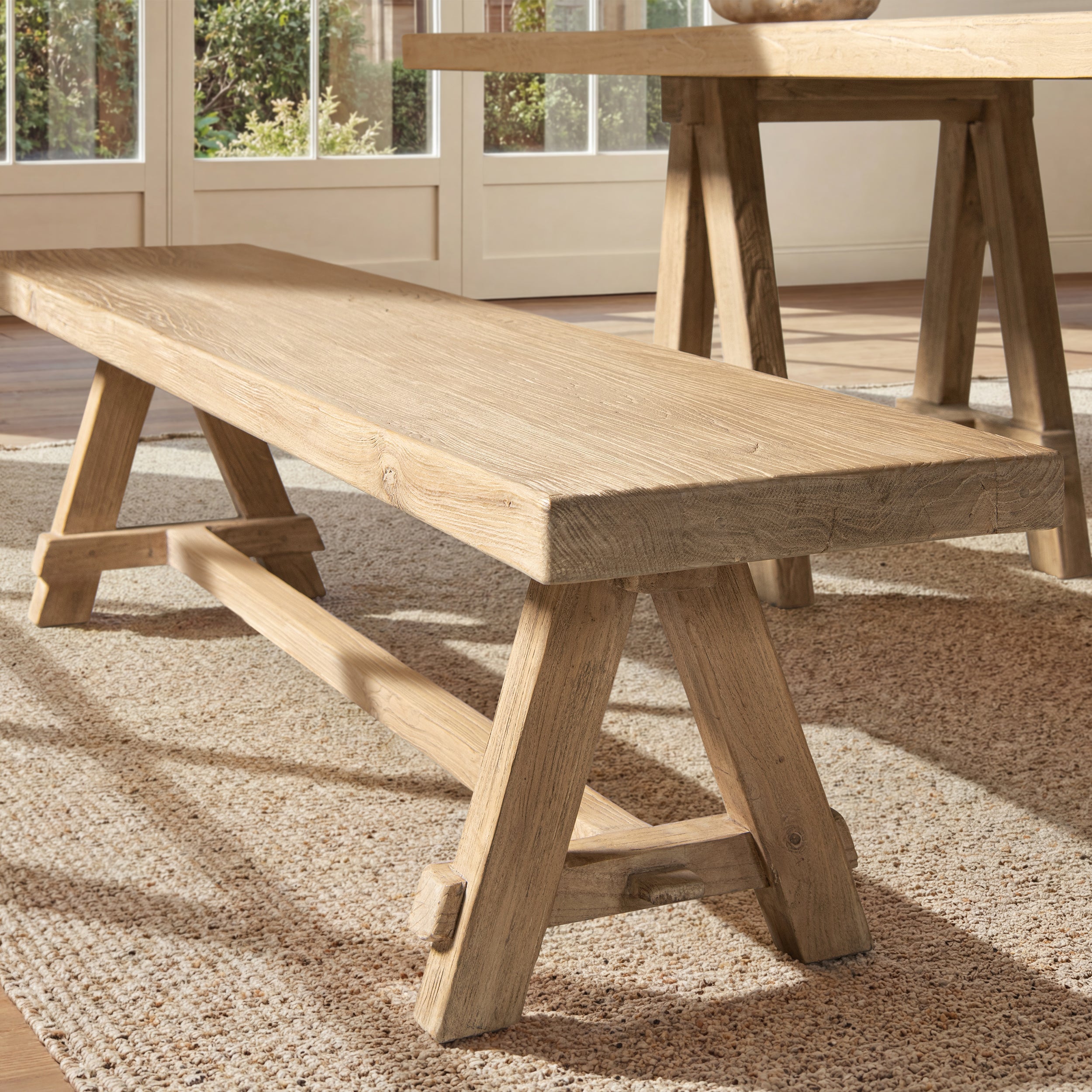 Hawthorne 72" Reclaimed Elm Trestle Dining Bench