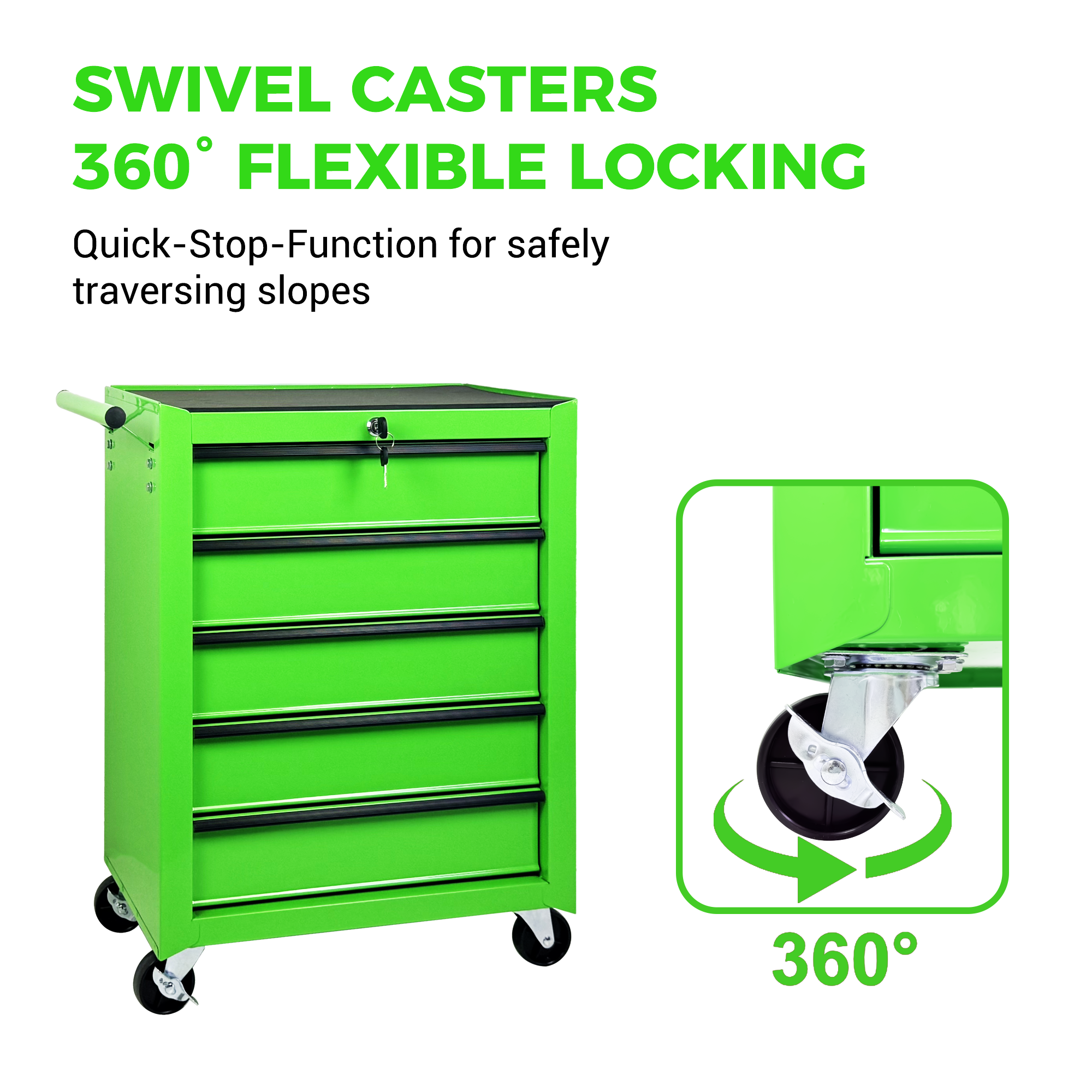 Rolling Metal Tool Chest with 5 Drawers