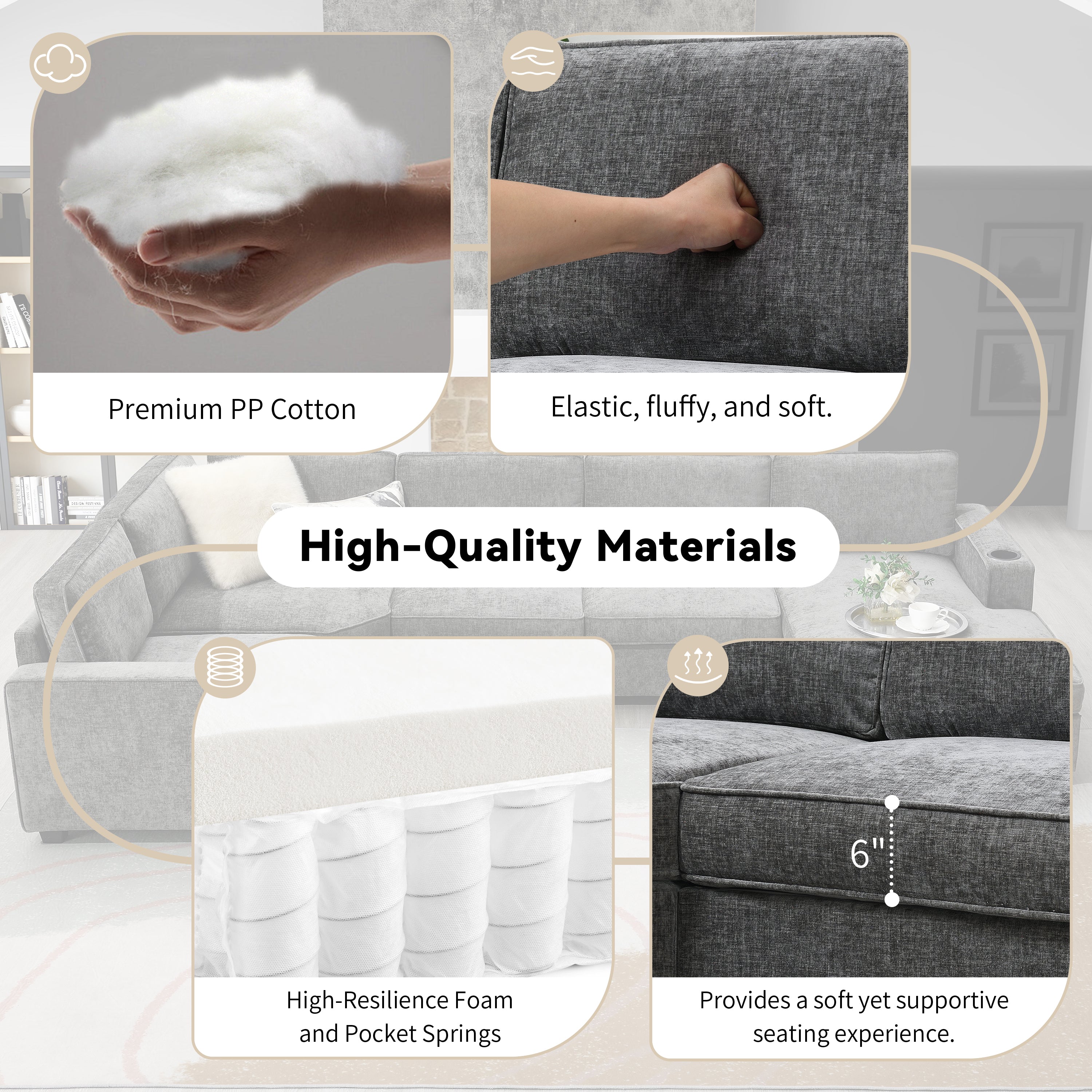 117.5" U-Shaped Sectional Sofa