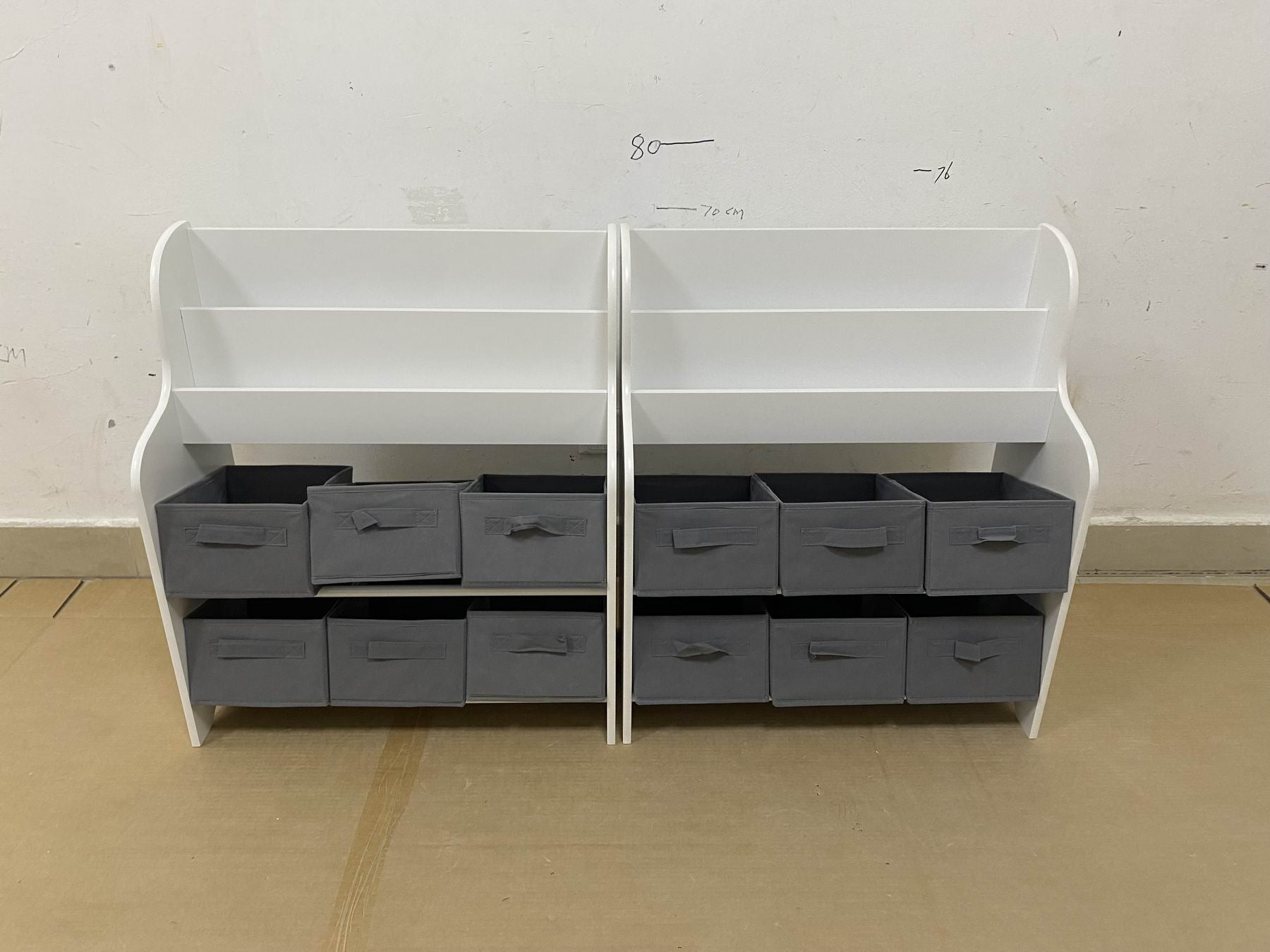 Kids Bookshelf with 6 Fabric Storage Bins