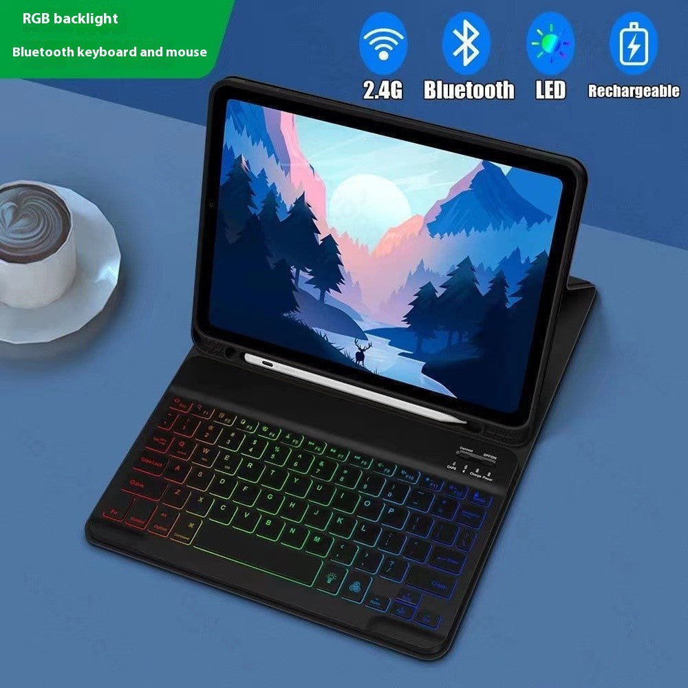 Ipad Protective Case Luminous Bluetooth Keyboard Leather Sheath