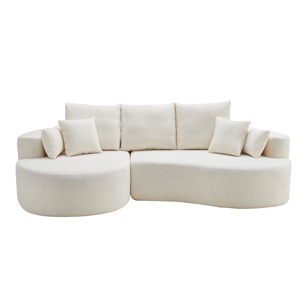 106 in. 2-Piece Fabric Cloud Curved Sectional Sofa - Snow