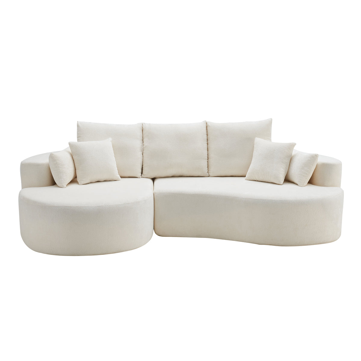 106 in. 2-Piece Fabric Cloud Curved Sectional Sofa - Snow